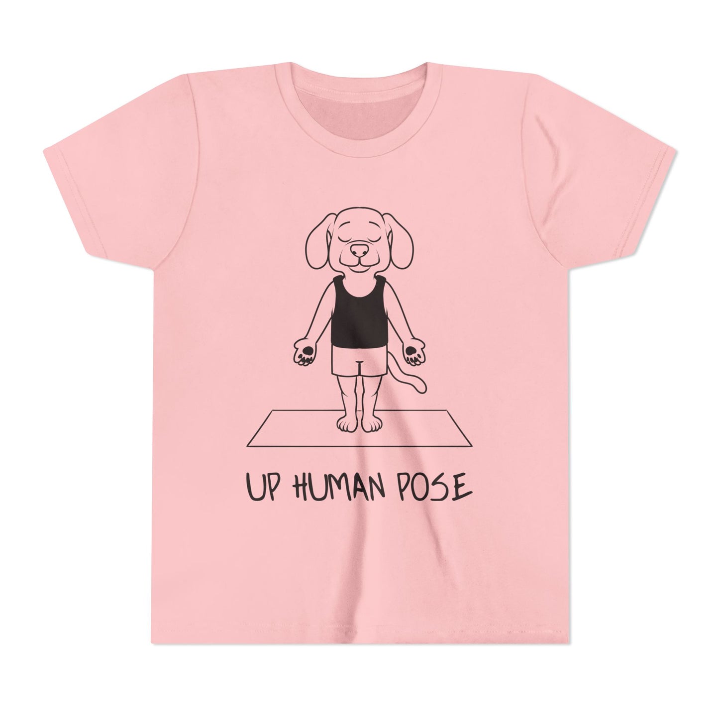 Cute Up Human Pose Design - Youth Yoga Dog Tee I Kids Yoga T-Shirt I Gift for Pet Lovers I Fun Animal Tee I Kids Activewear