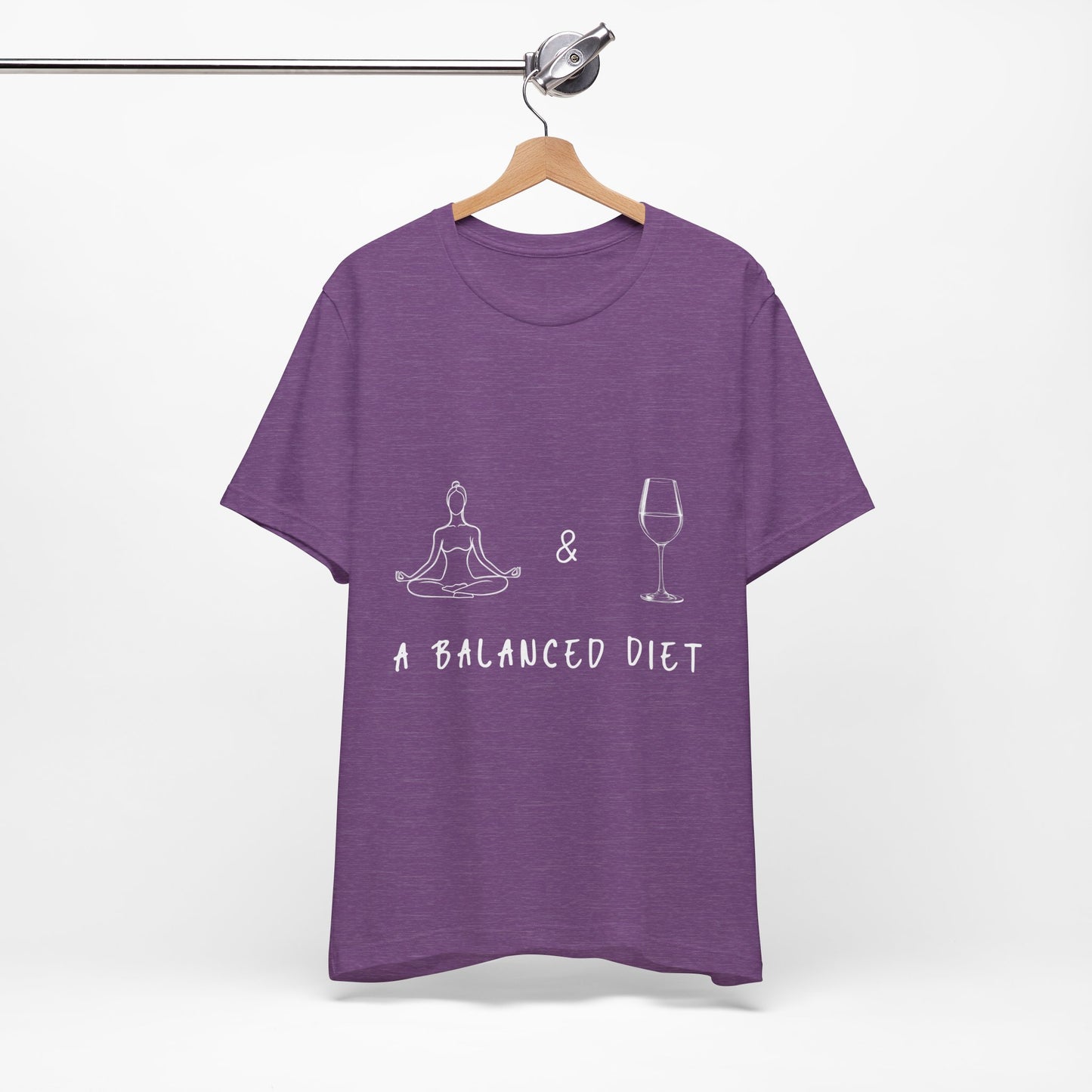 Yoga & Wine A Balanced Diet Funny Tee I T-Shirt for Yoga Lovers I Funny Gift for Wine Enthusiasts I Self-Care Meditation Apparel