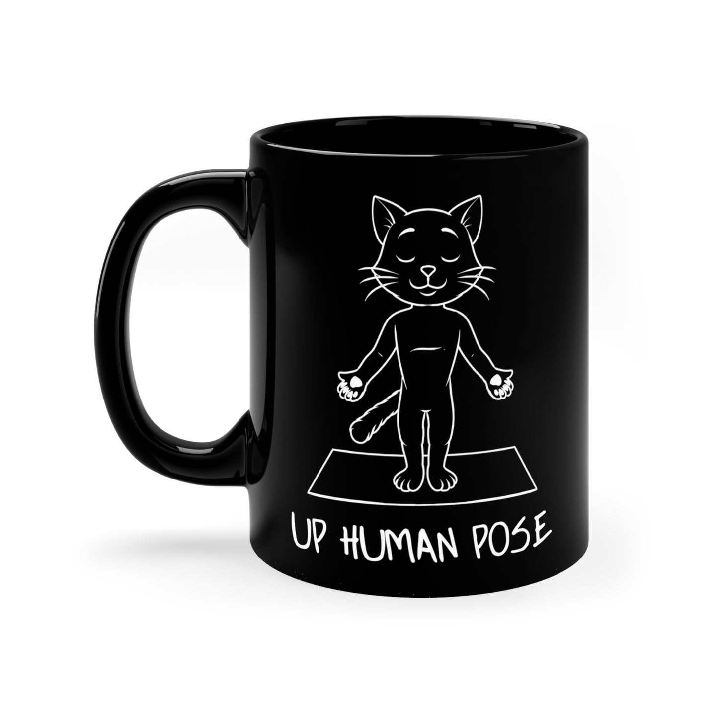 Up Human Pose - Funny Cat Yoga Mug I Unique Coffee Cup for Cat Lovers I Gift for Pet Owners I Cute Yoga Mug I Home Office Decor I Animal Enthusiast Gift