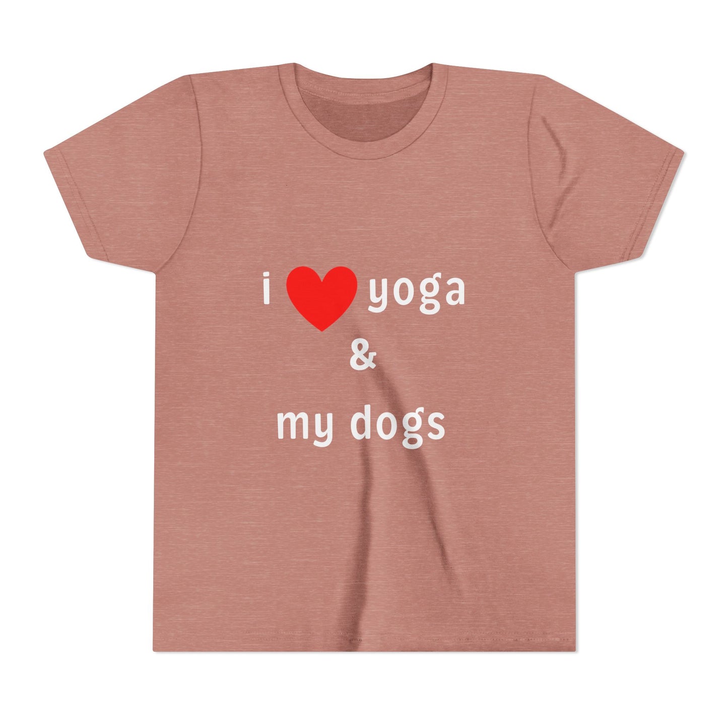 I Love Yoga & My Dogs Youth Yoga Tee - Funny Kids T-Shirt I Pet Lover Gift I Young Yoga Enthusiast Apparel