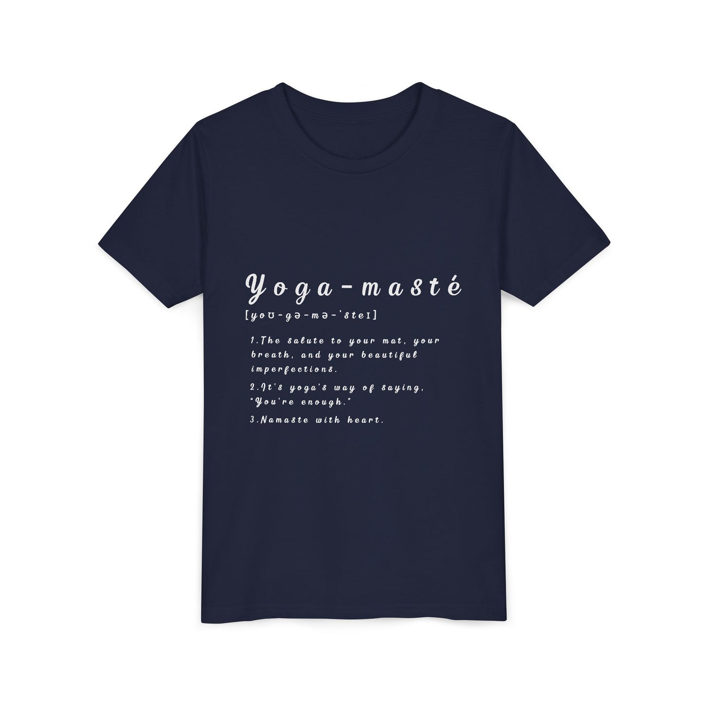 Yoga-masté Youth Tee - Inspirational Meditation Shirt I Gift for Yogis I Relaxation Apparel I Kids' Mindfulness Wear I Birthday Gift