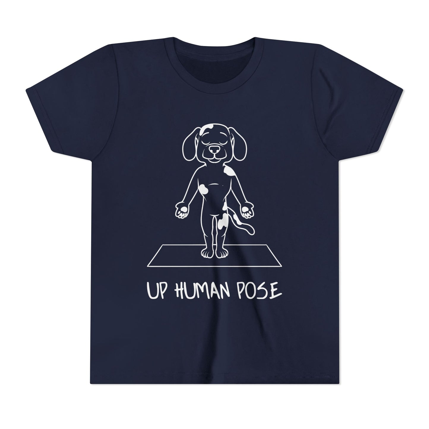 Cute Up Human Pose Design - Youth Yoga Dog Tee I Kids Yoga T-Shirt I Gift for Pet Lovers I Fun Animal Tee I Kids Activewear