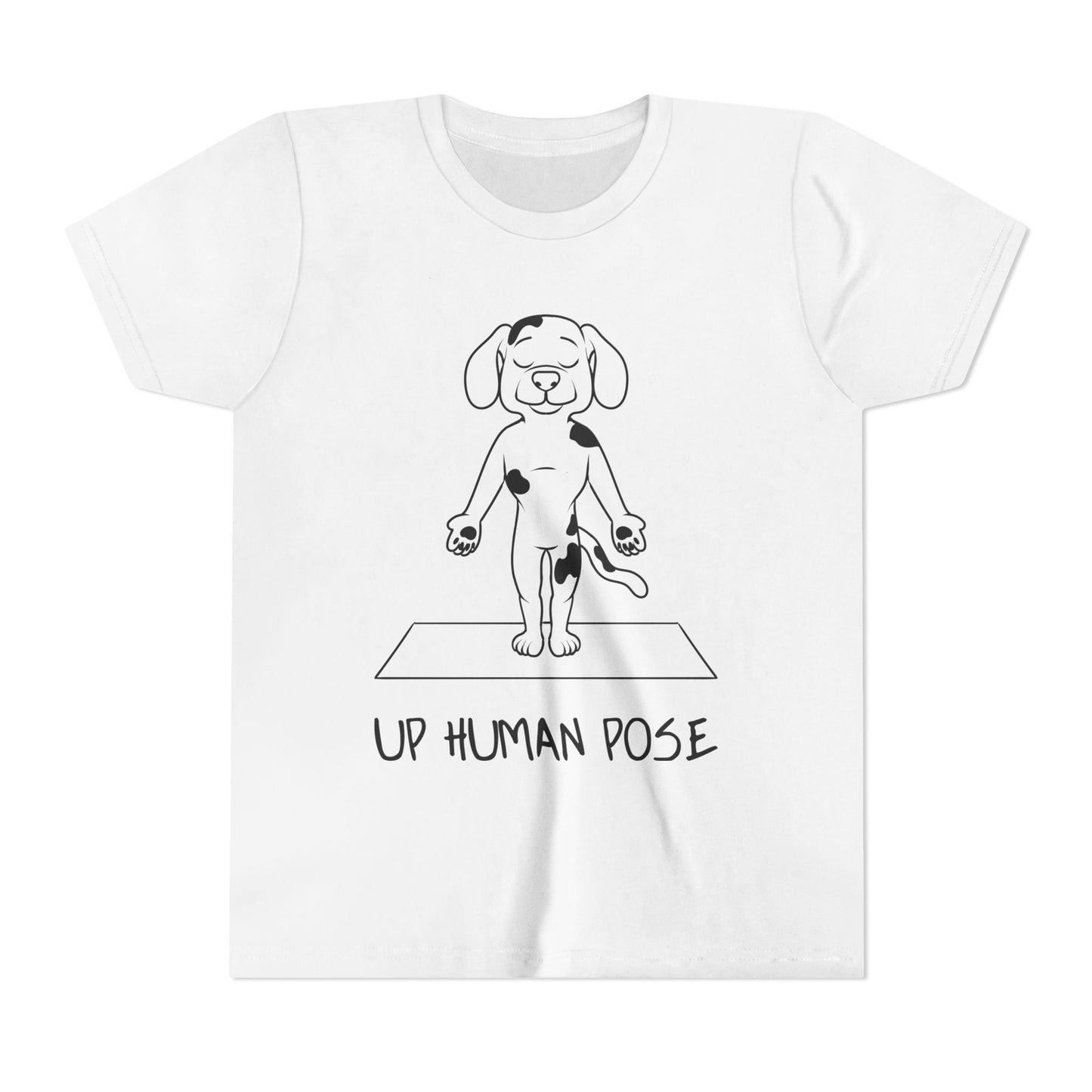 Cute Up Human Pose Design - Youth Yoga Dog Tee I Kids Yoga T-Shirt I Gift for Pet Lovers I Fun Animal Tee I Kids Activewear