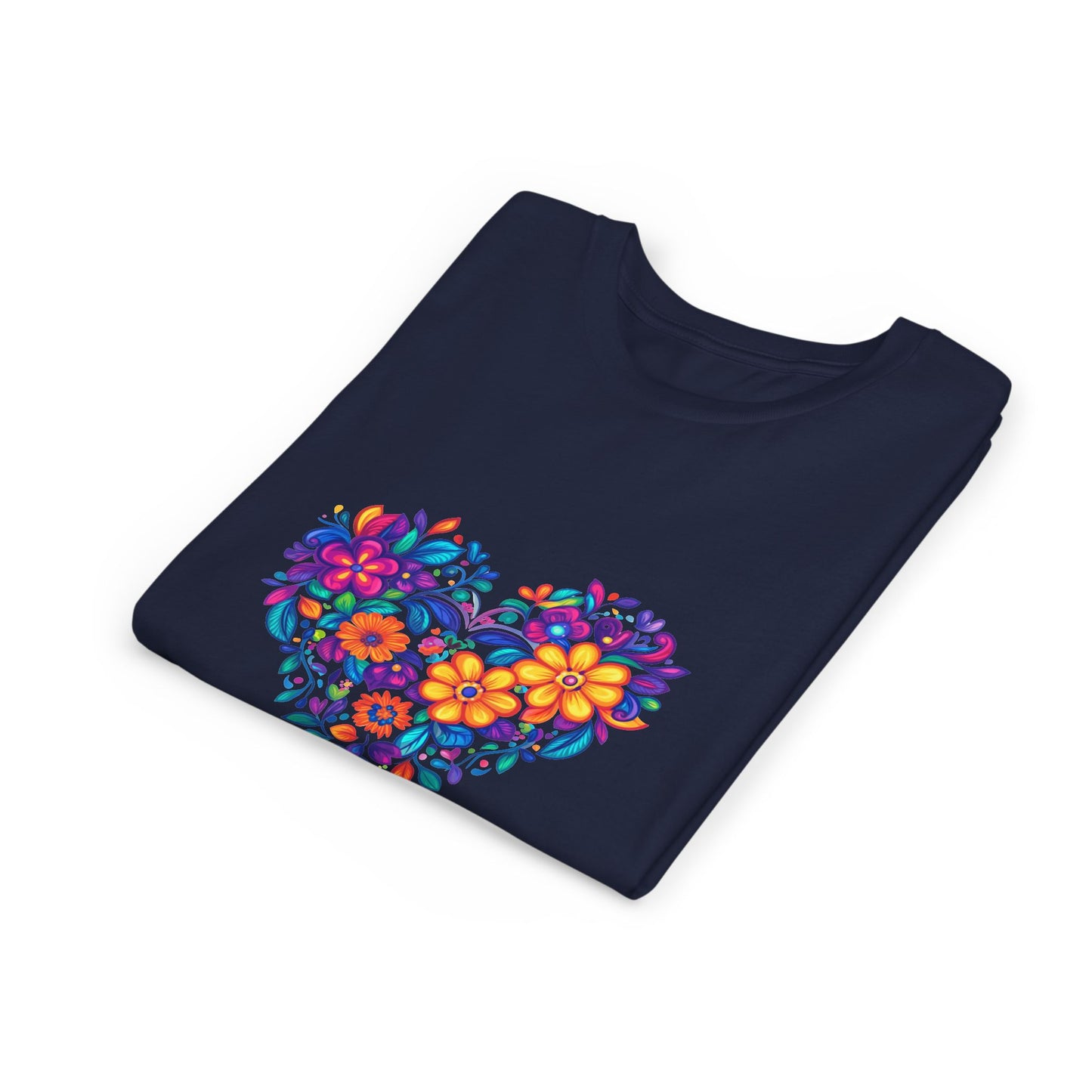 Floral Heart Youth Yoga Tee - Cute Kids T-Shirt I Spring Outfit for Young Yogis I Birthday Gift I Flower Design Top I Children's Fashion