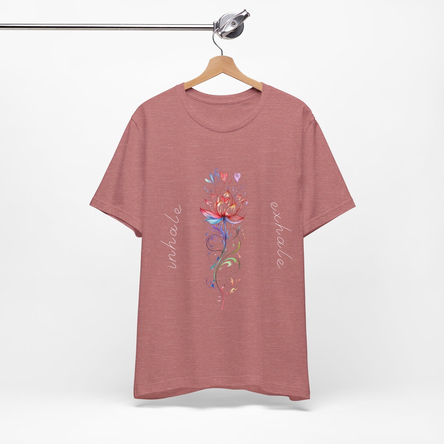 Lotus Flower Inhale Exhale Unisex Yoga Tee | Inspirational T-Shirt I Yoga Mindfulness Apparel I Meditation T-Shirt