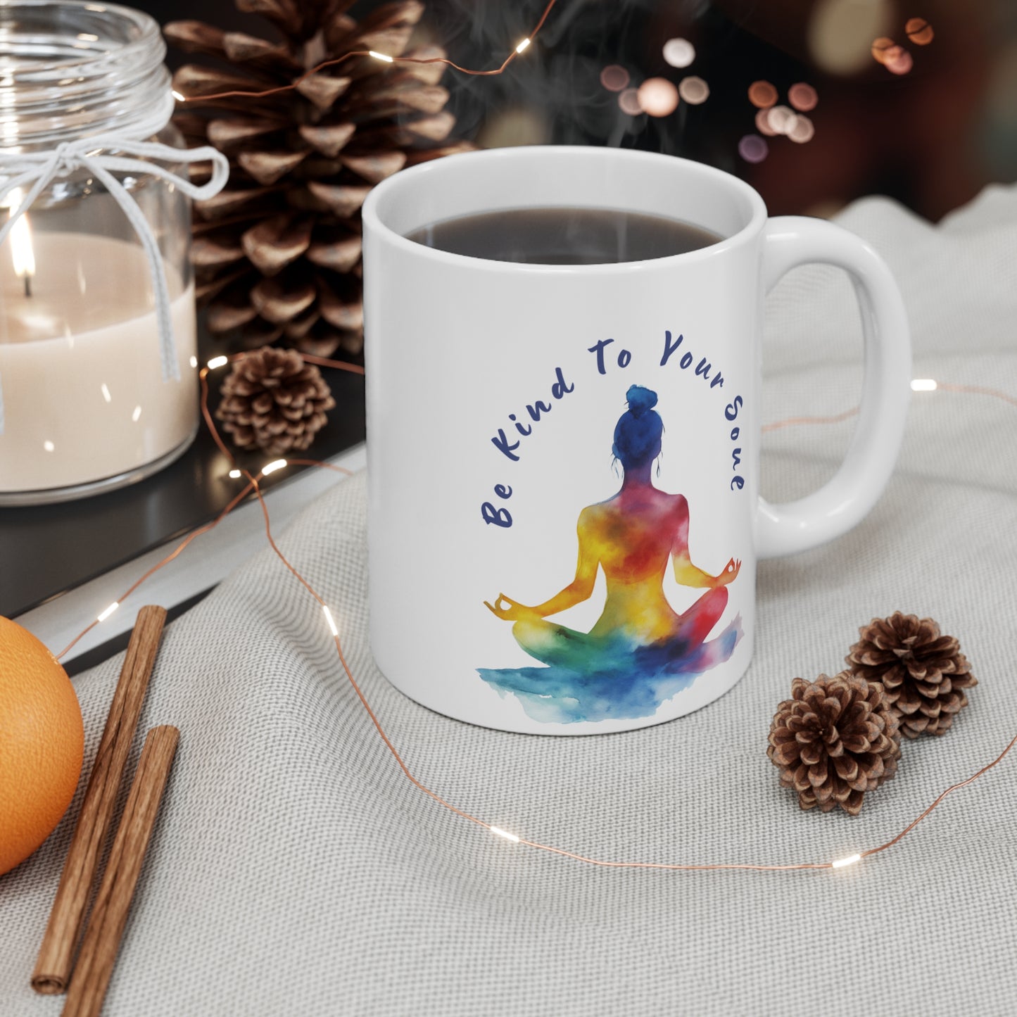"Be Kind to Your Soul" Mindful Yoga Mug I Meditation Gift I Inspirational Coffee Cup I Self-Care Reminder I Yoga Lover's Present
