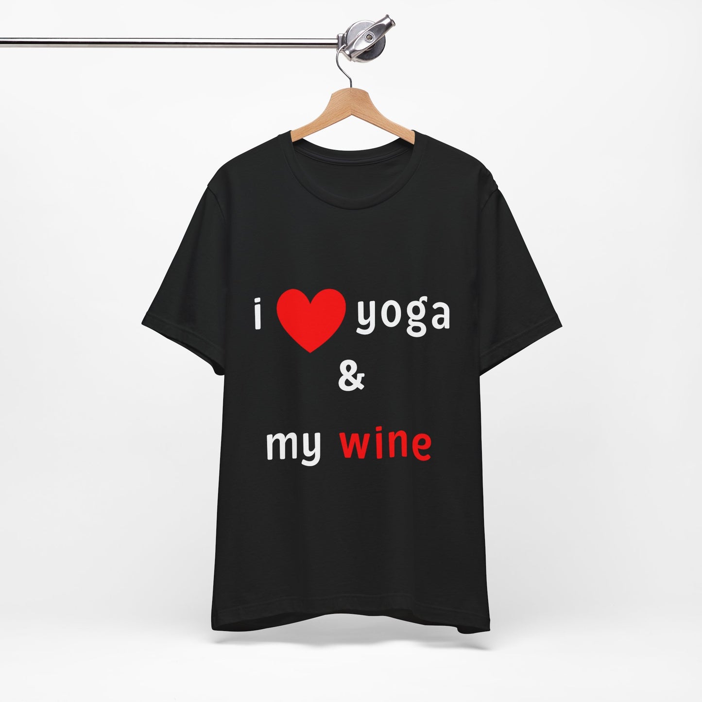 I Love Yoga & My Wine Unisex Tee - Perfect for Yogis and Wine Lovers I Funny Yoga T-Shirt I Self-Care Meditation Apparel
