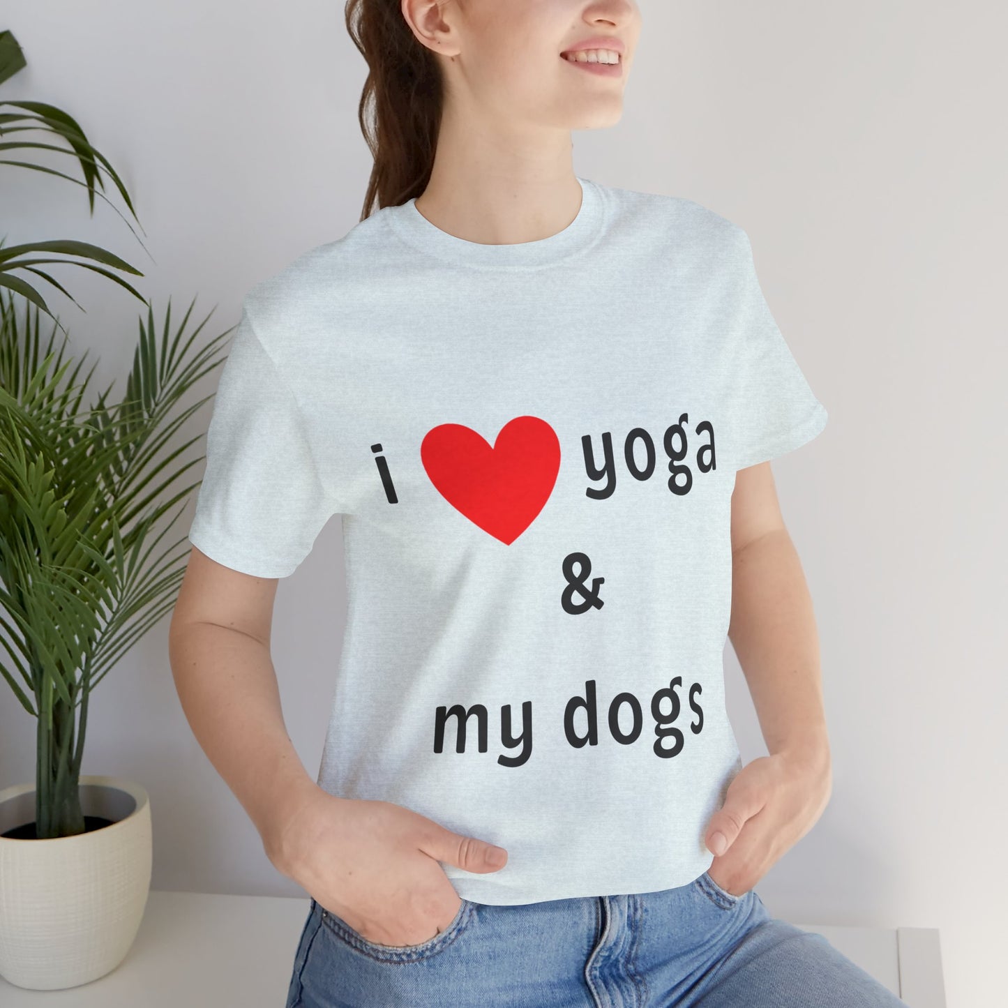 I Love Yoga & My Dogs Unisex Jersey Tee - Perfect Gift for Yoga Enthusiasts and Dog Lovers
