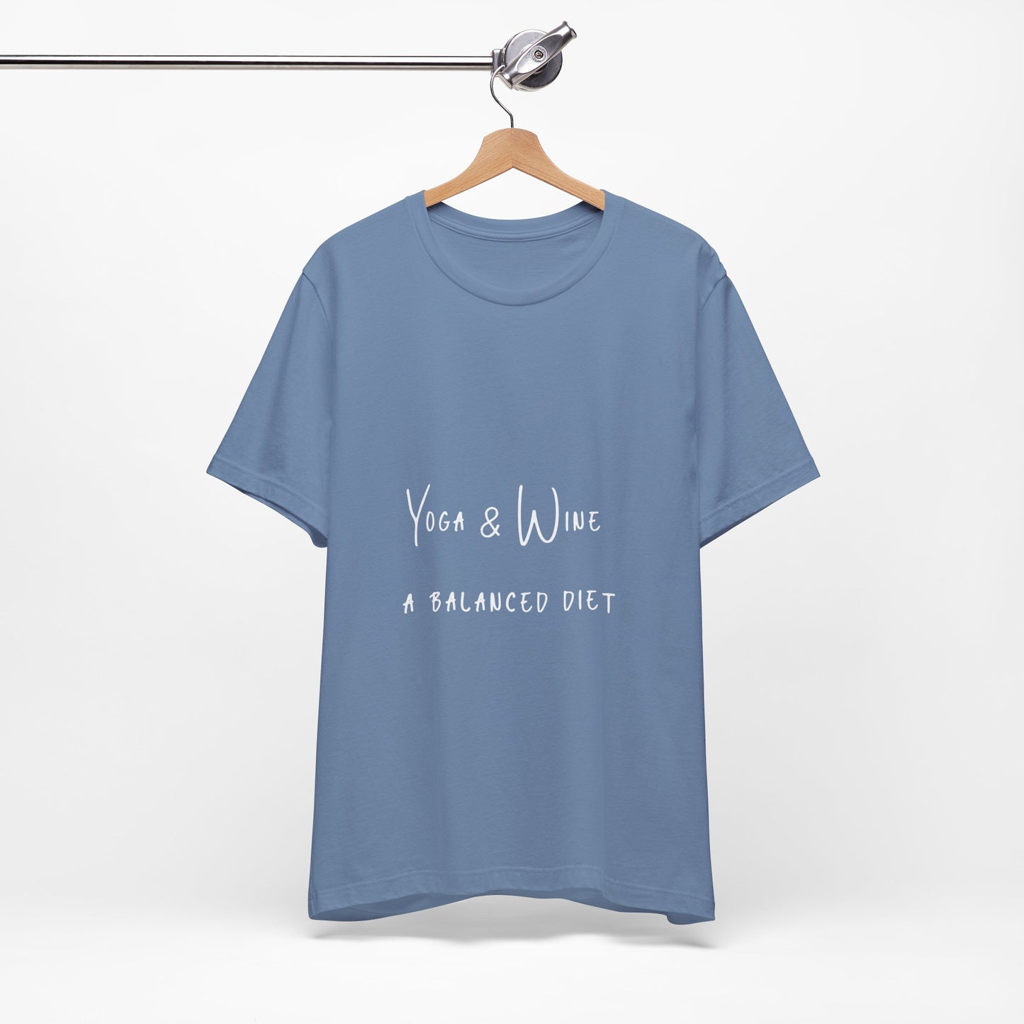 Yoga & Wine A Balanced Diet - Funny Unisex T-Shirt for Yoga Lovers I Funny Gift for Wine Enthusiast I Self-Care Meditation Apparel