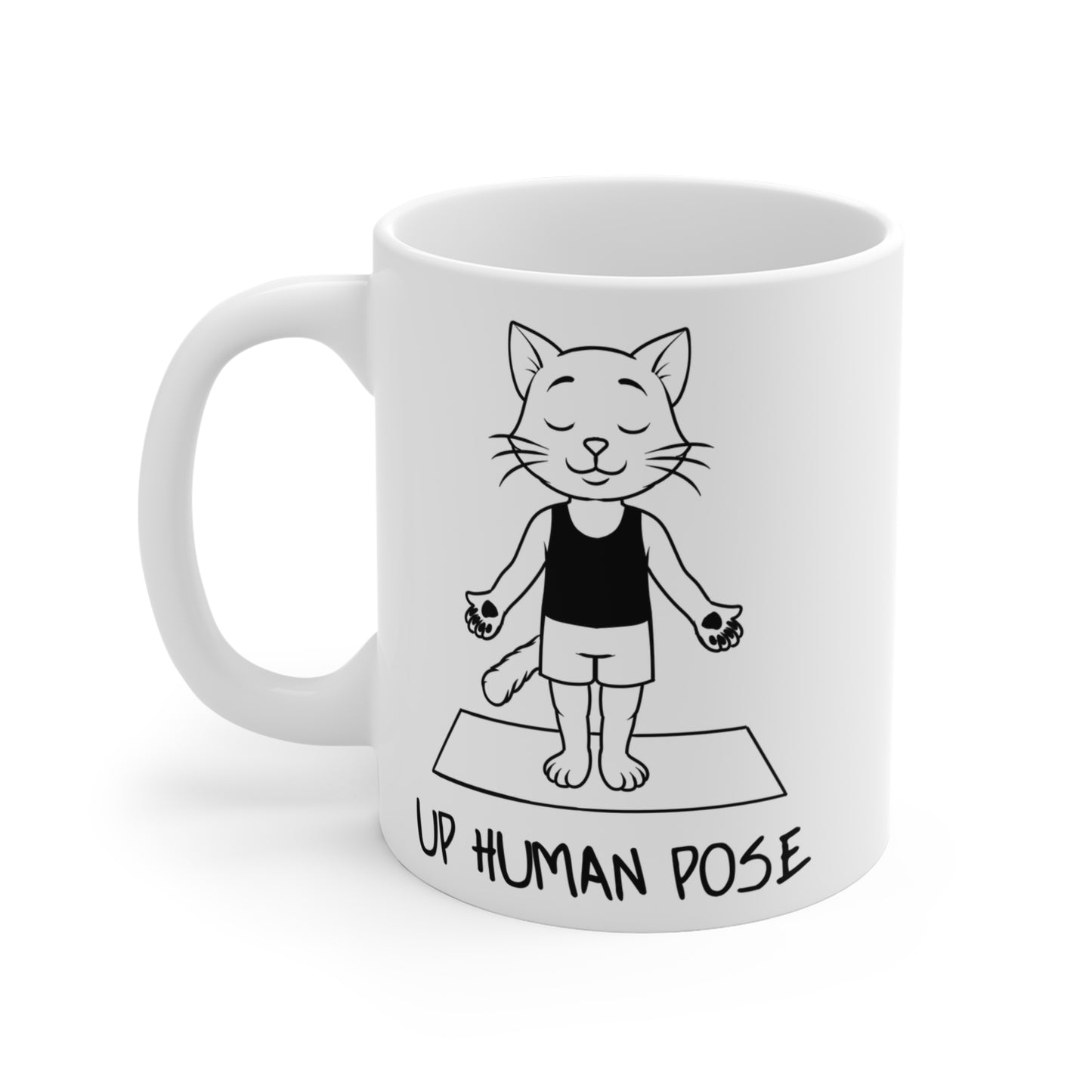 Up Human Pose Yoga Cat Mug | 11oz Funny Coffee Cup I Gift for Cat Lovers I Cute Yoga Gift I Wellness Decor I Drinkware for Mindfulness