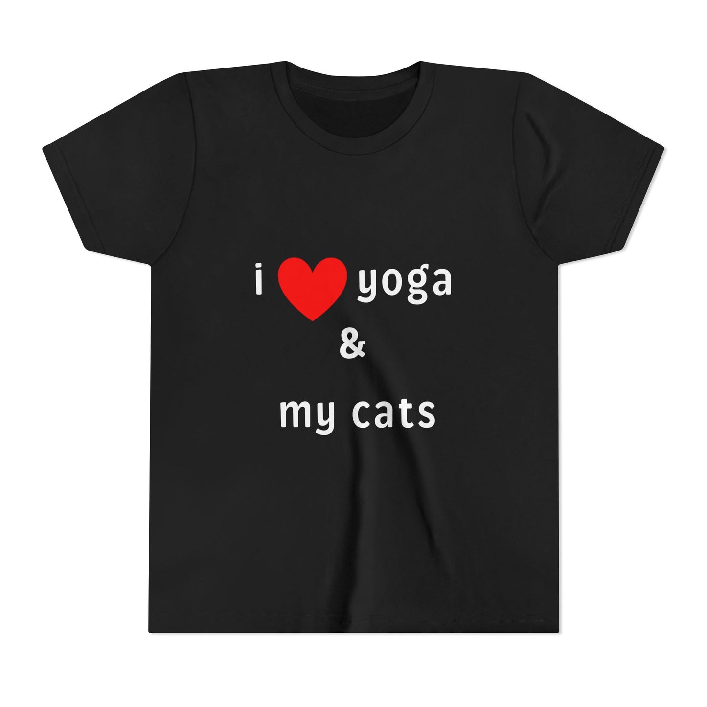 I Love Yoga & My Cats Youth Tee - Funny Kids T-Shirt I Pet Lover Gift I Young Yoga Enthusiast Apparel