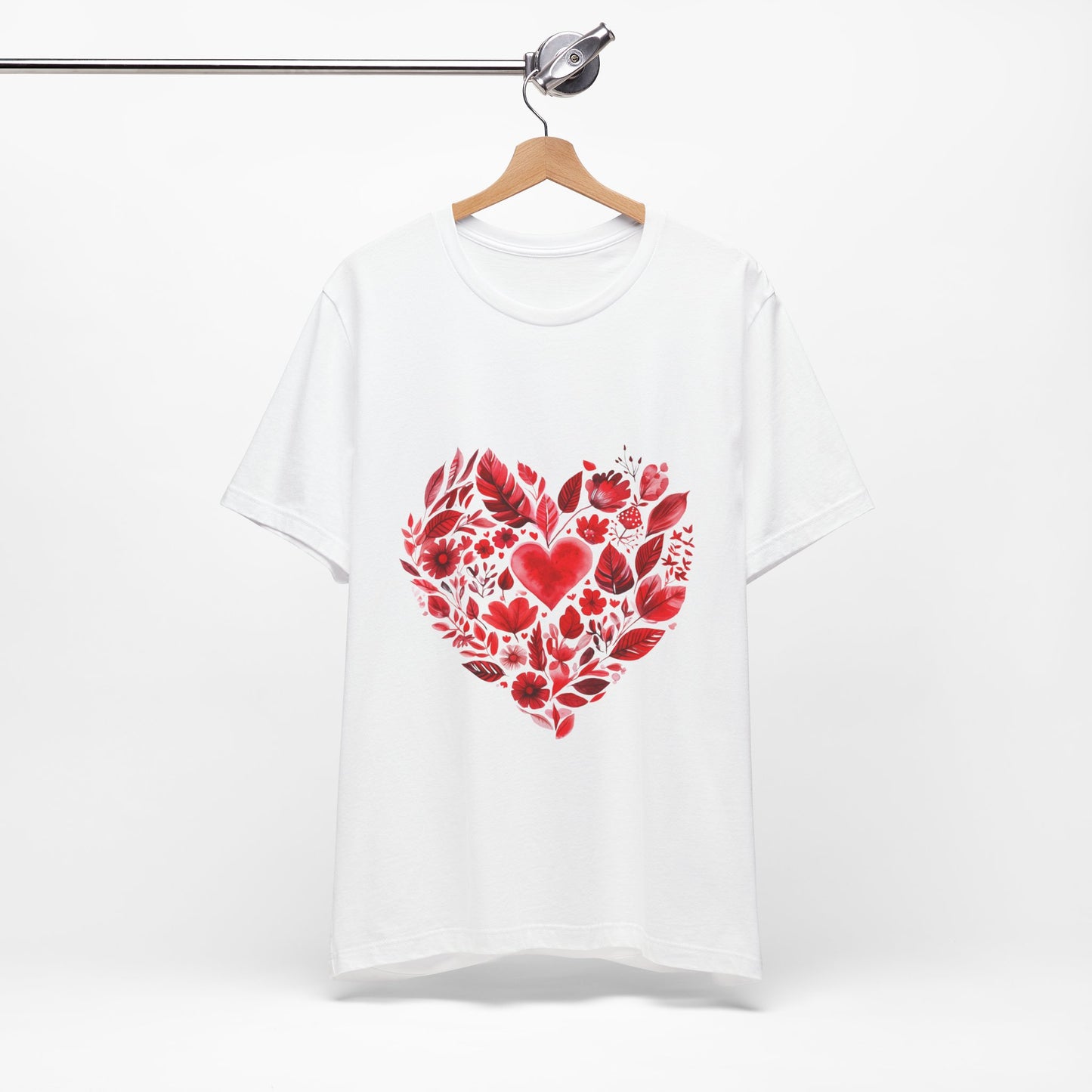 Heart Floral Unisex Yoga Tee - Perfect for Valentine’s Day I Gift for Her I Self-Care Meditation Apparel