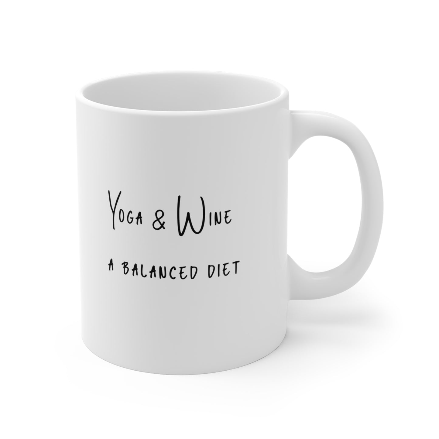 Yoga & Wine A Balanced Diet Mug - Funny Coffee Mug I Gift for Yoga Lovers I Motivational Mug I Yoga Enthusiast Gift I 11oz Mug for Home