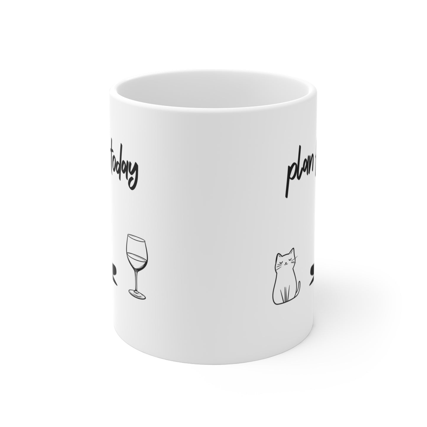 "Plan For Today" Mindful Moments Mug - Inspirational Coffee Cup for Pet Lovers I Self-Care Gift for Cats' Owners I Yoga & Wine Lovers I Start Your Day Right