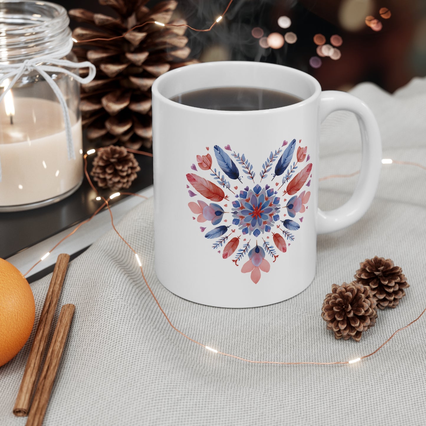 Bohemian Heart Mandala Mug - Yoga Coffee Cup I Gift for Her I Home Decor I Valentine's Day I Mother's Day I Sel-Care Drinkware