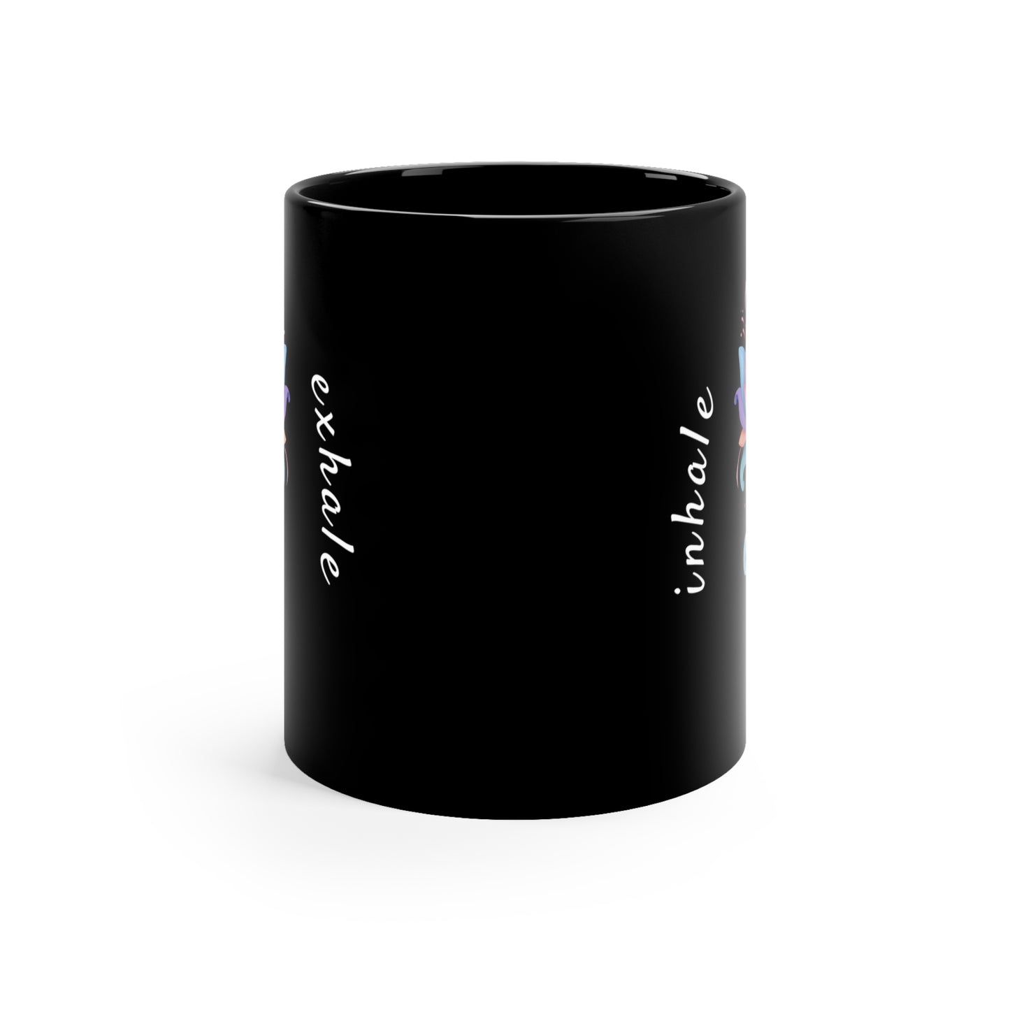 Inhale Exhale Inspirational Black Coffee Mug I 11oz Mindful Gift I Meditation Mug I Self-Care Coffee Cup I Yoga Decor I Motivational Drinkware