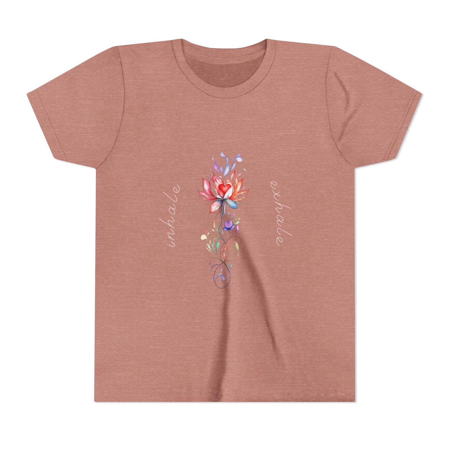 Lotus Flower Inhale Exhale Unisex Youth Yoga Tee | Yoga Inspirational T-Shirt for Kids I Youth Yoga Mindfulness Apparel