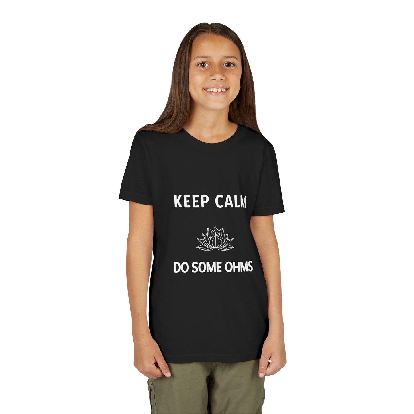 Keep Calm Do Some Ohms - Youth Meditation Tee I Yoga T-Shirt I Mindfulness Apparel I Gift for Kids I Relaxation & Inspirational Wear