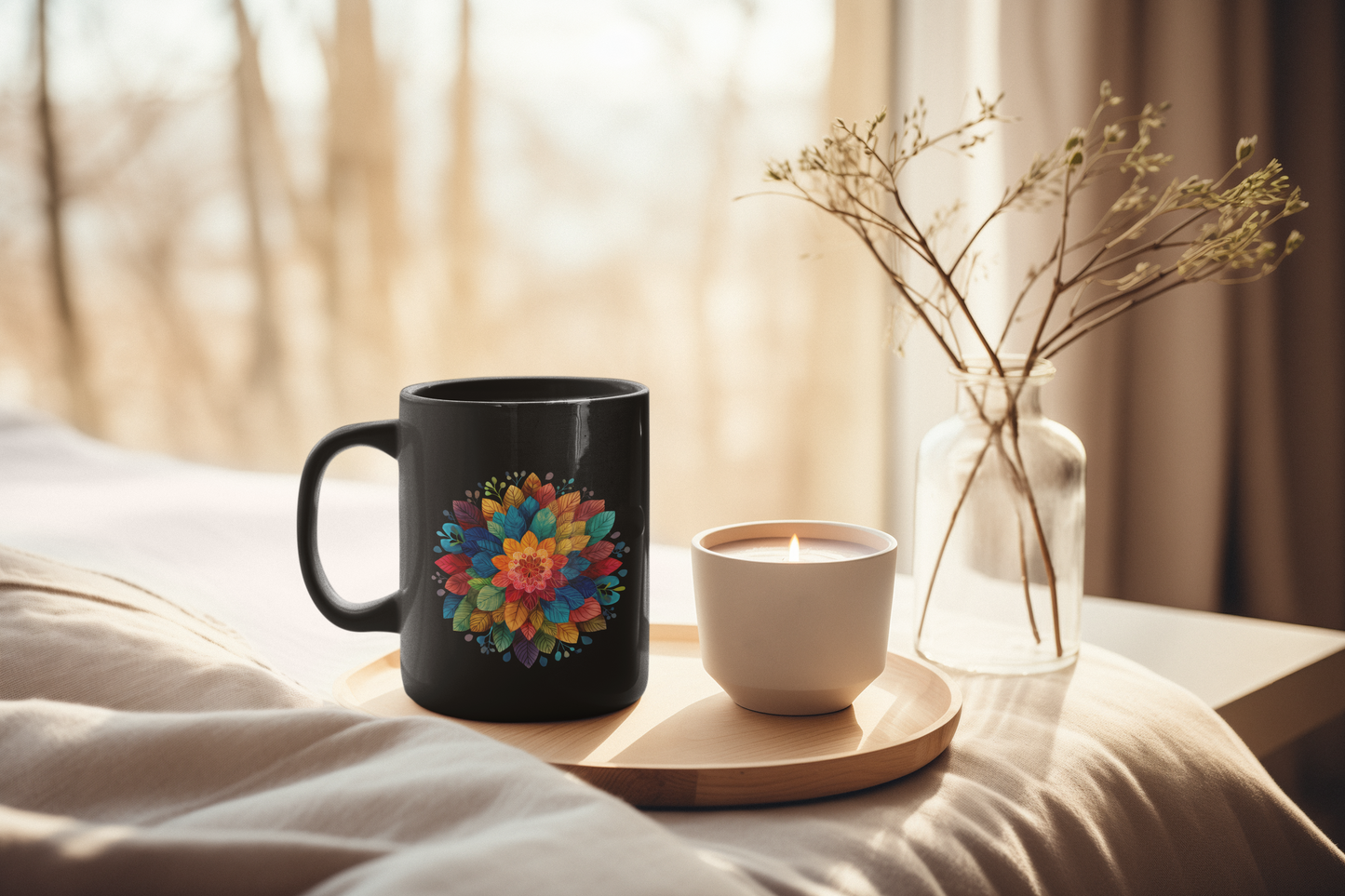 Yoga Mandala Black Coffee Mug - Perfect Gift for Yogis I Tea Drinkers I Meditation Enthusiasts I Spring and Wellness Celebrations I Self-Care