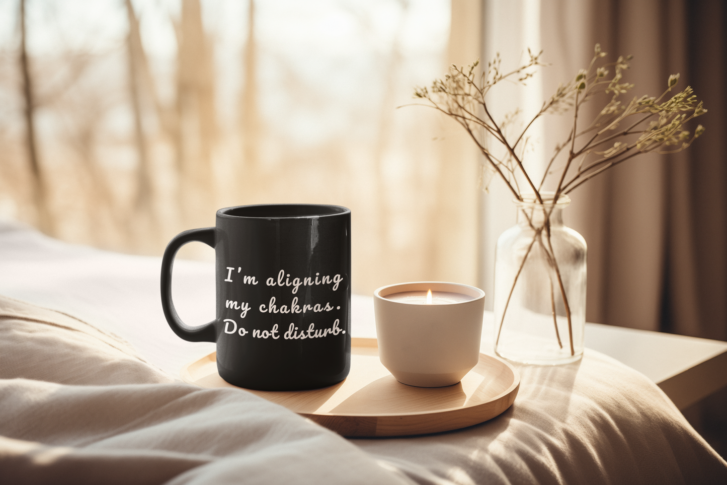 I'm Aligning My Chakras. Do Not Disturb. - Funny Yoga Coffee Mug | Mindfulness Gift | Coffee Lover's Must-Have | Unique Humorous Mug | Black Ceramic Cup