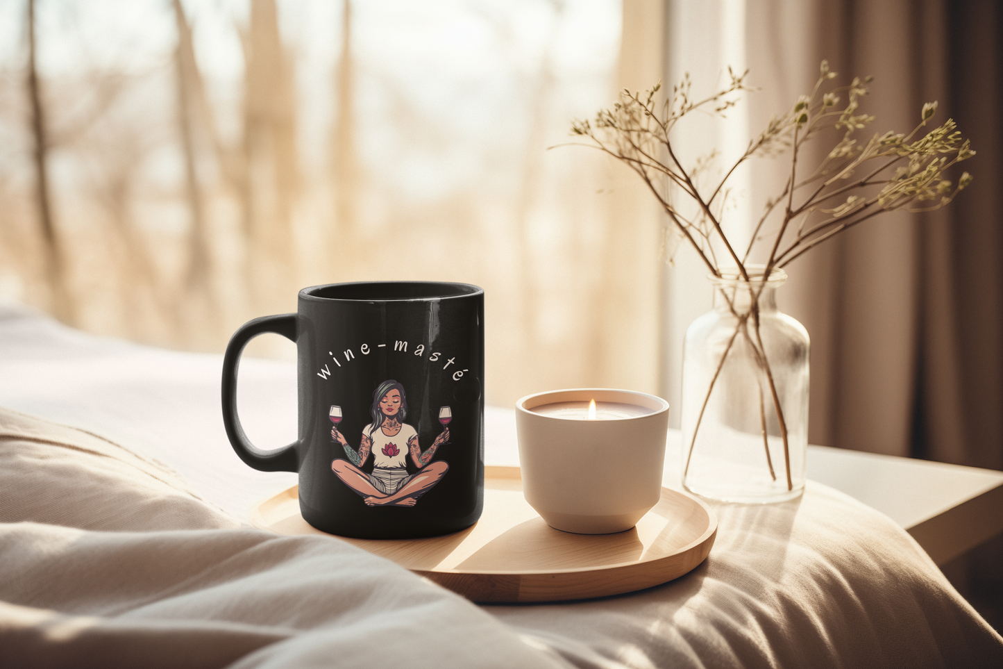 Wine-Maste Yoga Ceramic Cup I Funny Yoga Coffee Mug | Gift for Wine Lovers I Relaxation Mug I Unique Meditation Drinkware I Humor Coffee Cup