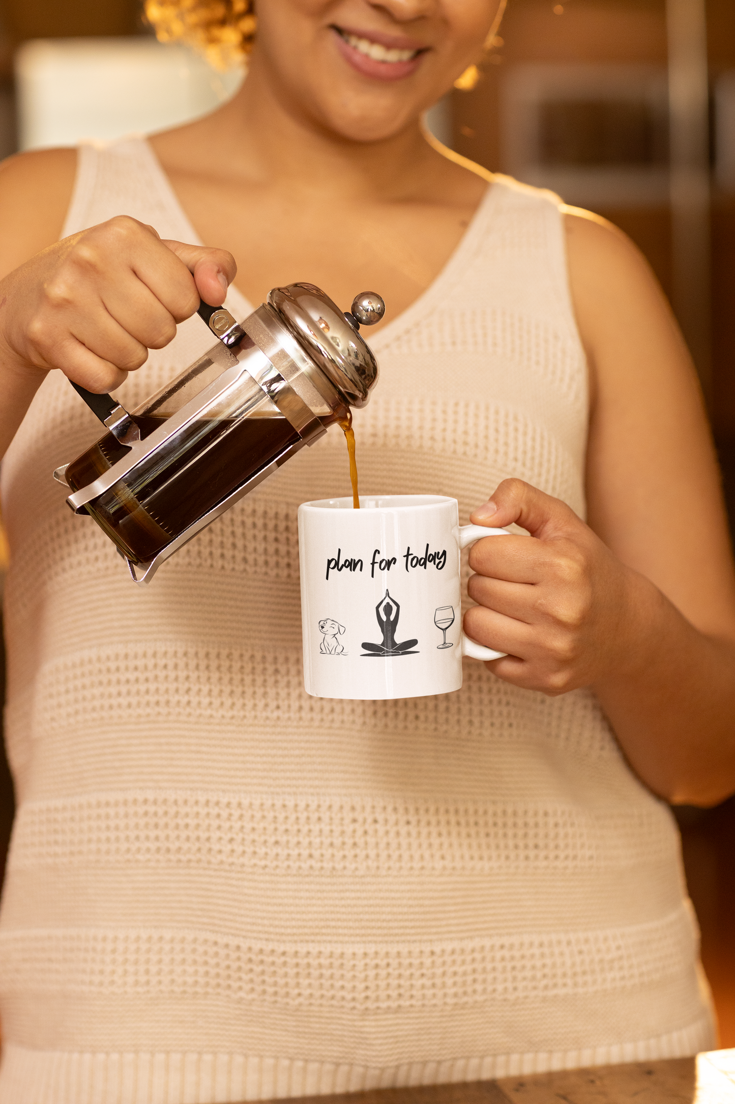 "Plan For Today" Mindful Moments Mug - Inspirational Coffee Cup for Pet Lovers I Self-Care Gift for Dogs' Owners I Yoga & Wine Lovers I Start Your Day Right