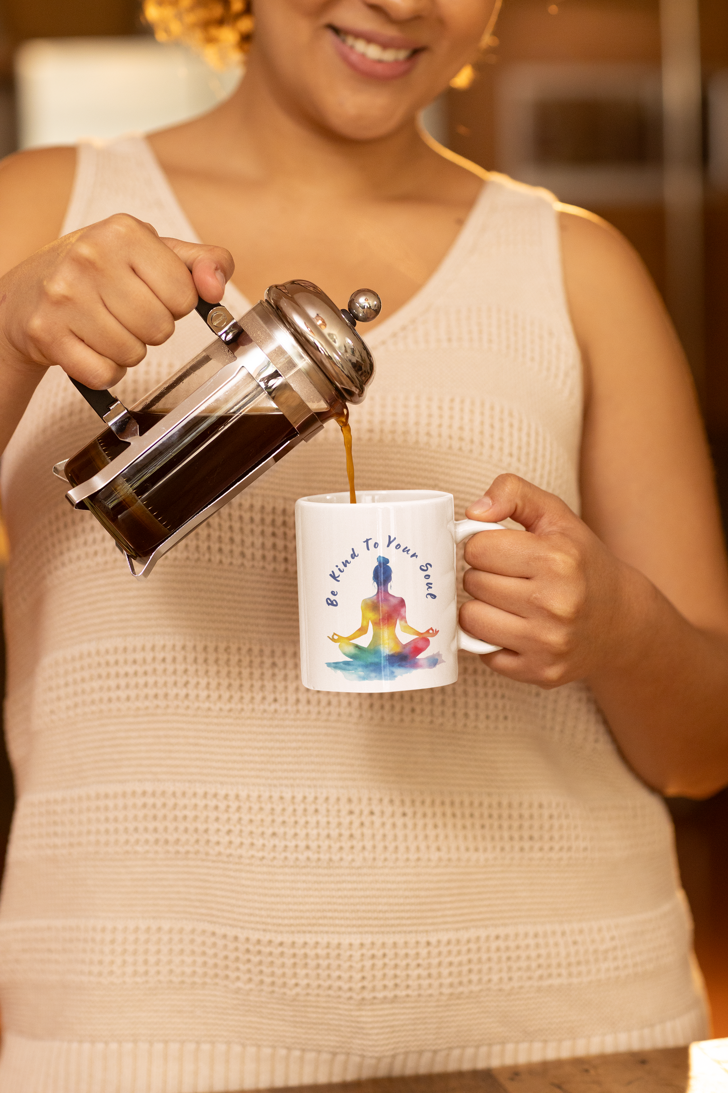 "Be Kind to Your Soul" Mindful Yoga Mug I Meditation Gift I Inspirational Coffee Cup I Self-Care Reminder I Yoga Lover's Present