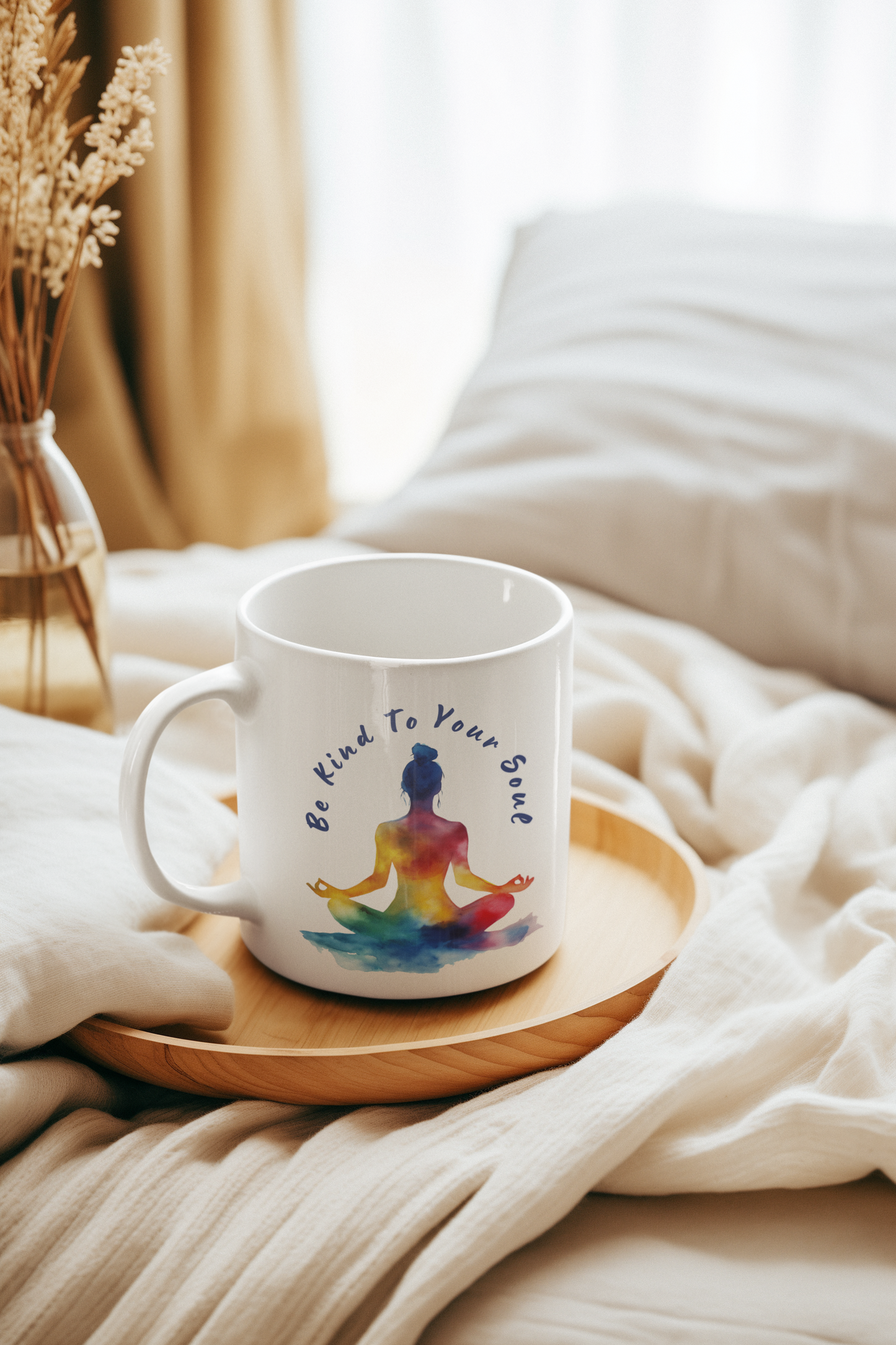 "Be Kind to Your Soul" Mindful Yoga Mug I Meditation Gift I Inspirational Coffee Cup I Self-Care Reminder I Yoga Lover's Present
