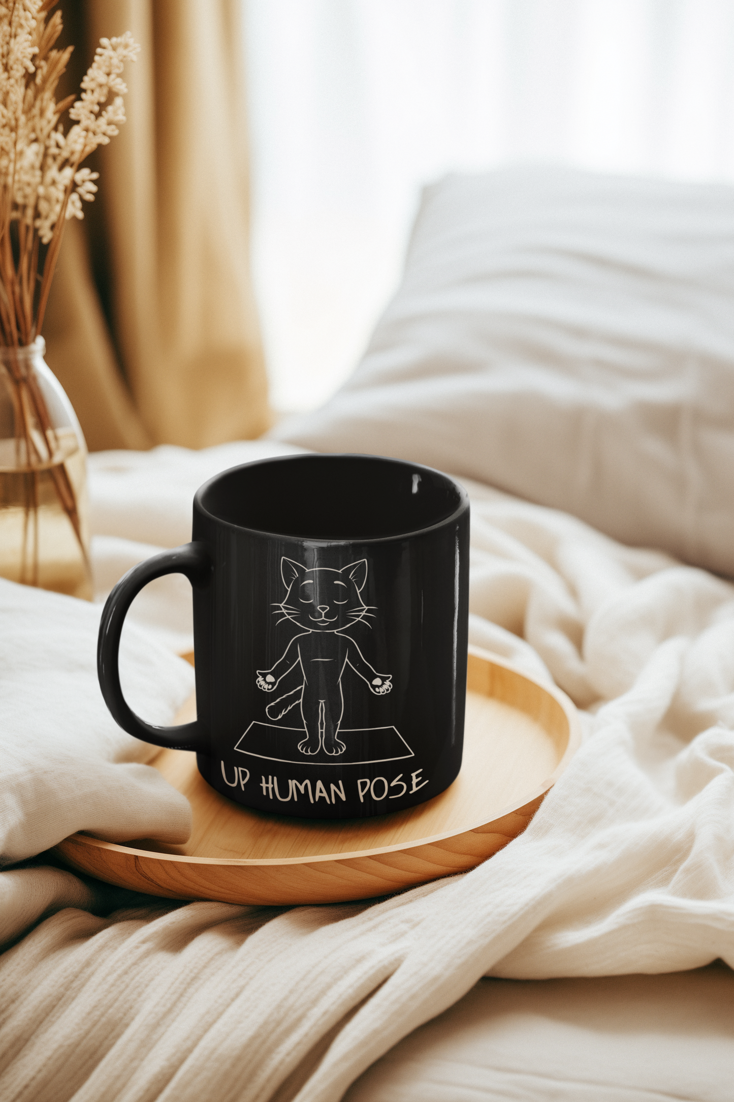 Up Human Pose - Funny Cat Yoga Mug I Unique Coffee Cup for Cat Lovers I Gift for Pet Owners I Cute Yoga Mug I Home Office Decor I Animal Enthusiast Gift
