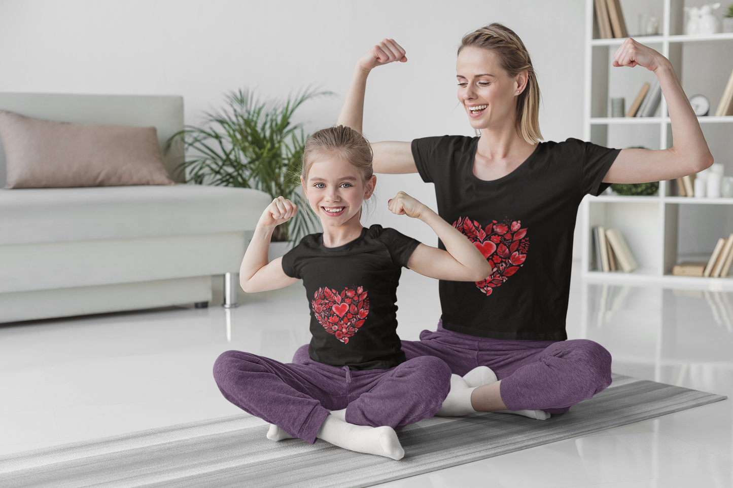 Heart Blossom Youth Tee - Cute Gift for Kids I Summer & Yoga T-Shirt I Floral Design I Birthday Outfit I Valentine's Day Wear