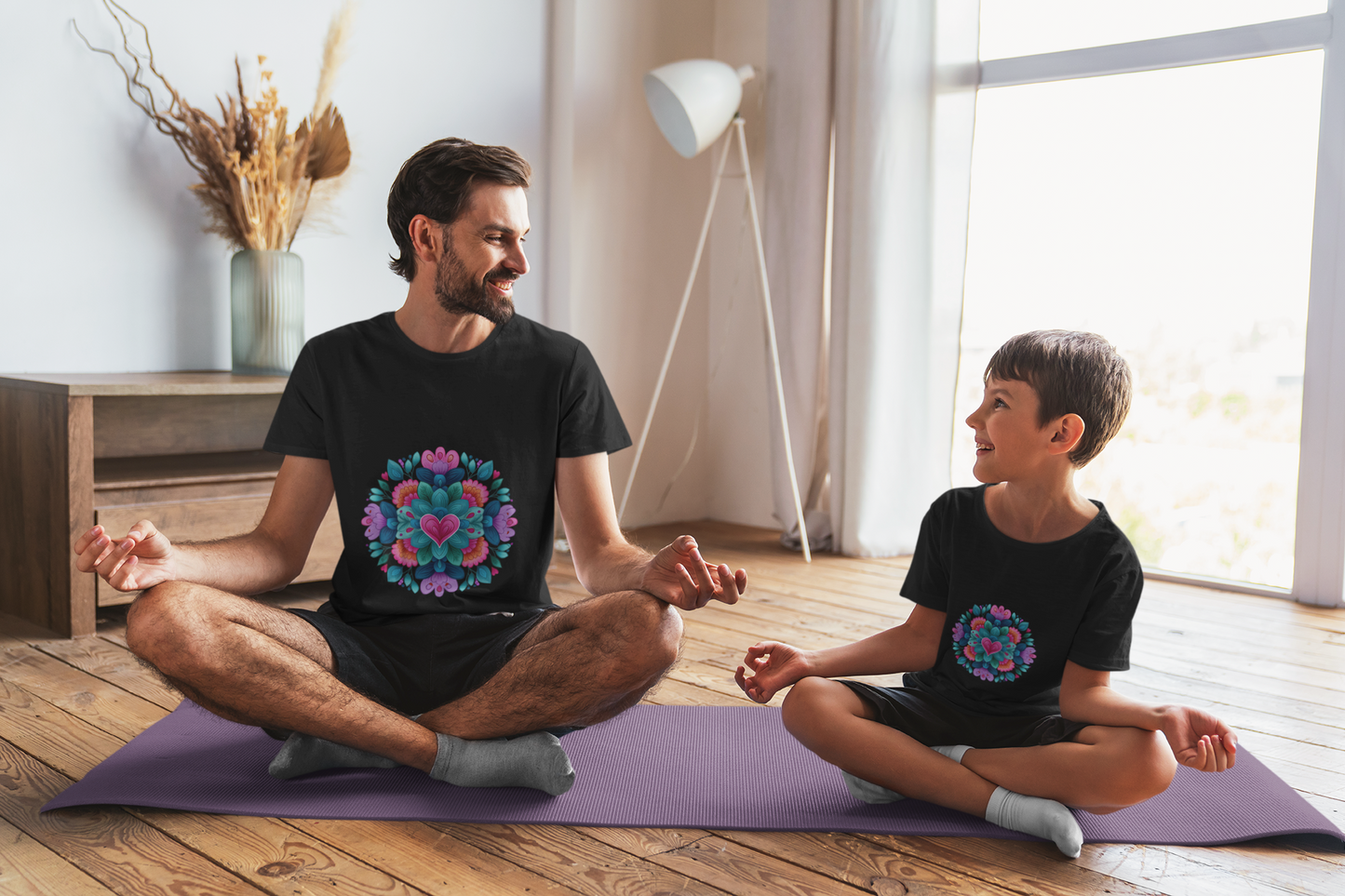 Vibrant Mandala Yoga Unisex Tee - Colorful Yoga Casual Wear I Mindfulness Gift for Her I Boho Style T-Shirt