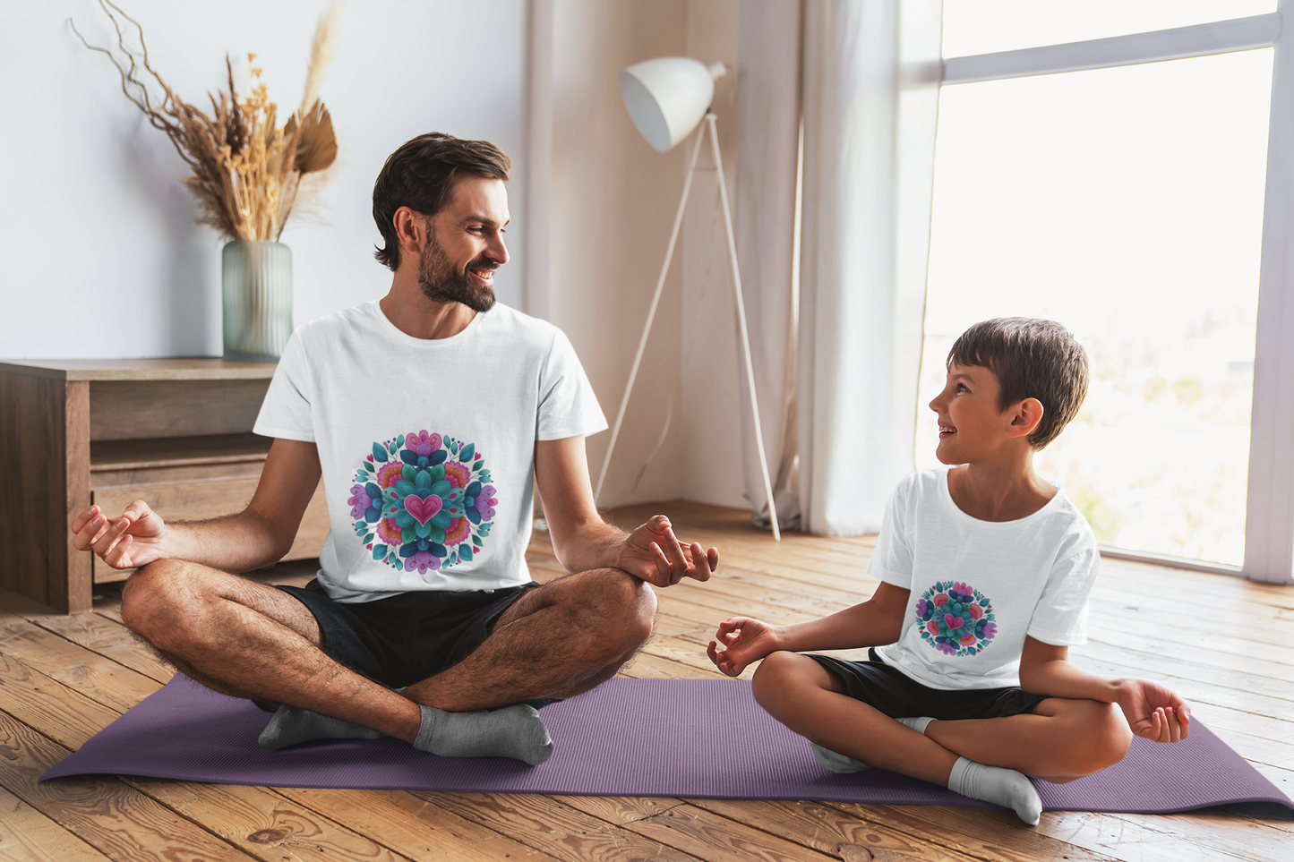 Vibrant Mandala Yoga Unisex Tee - Colorful Yoga Casual Wear I Mindfulness Gift for Her I Boho Style T-Shirt