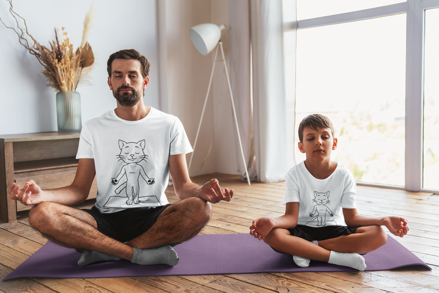 Cute Up Human Pose Design - Youth Yoga Cat Tee I Kids Yoga T-Shirt I Gift for Pet Lovers I Fun Animal Tee I Kids Activewear