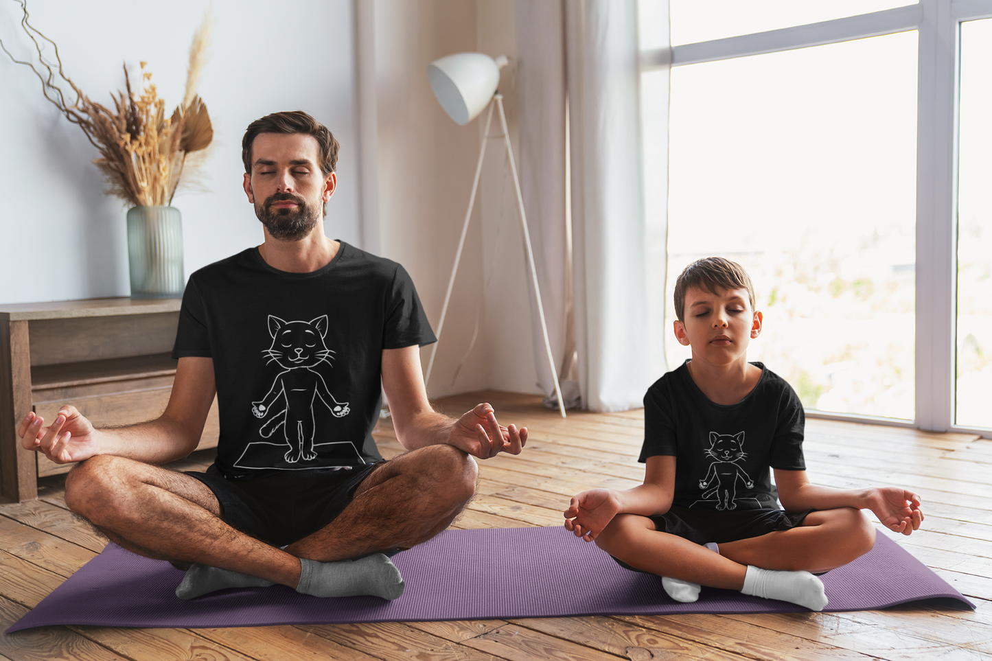 Cute Up Human Pose Design - Youth Yoga Cat Tee I Kids Yoga T-Shirt I Gift for Pet Lovers I Fun Animal Tee I Kids Activewear