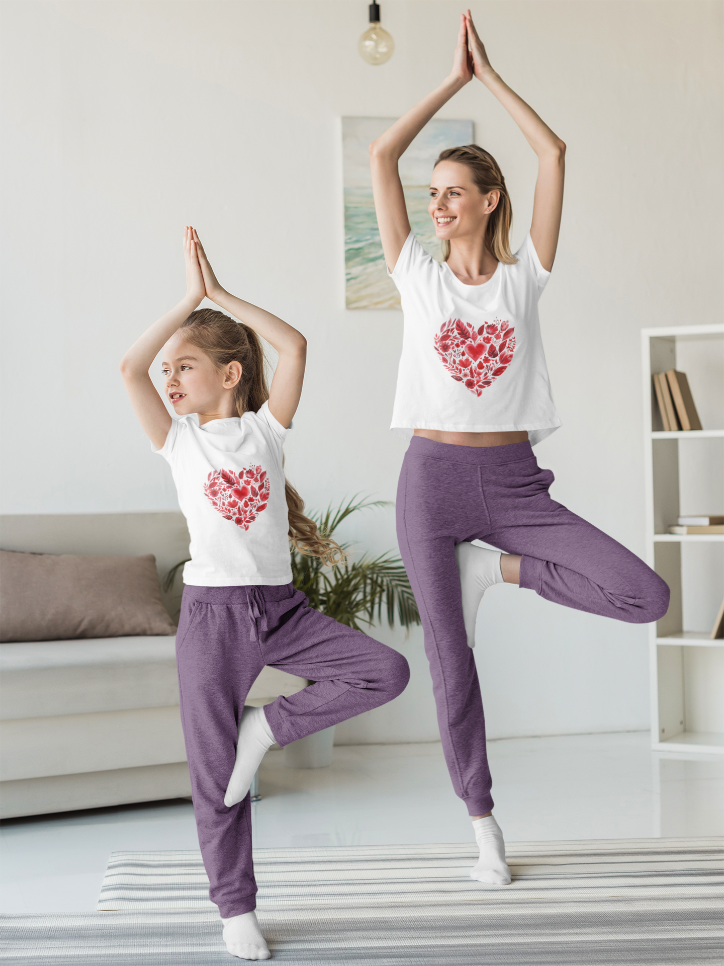 Heart Floral Unisex Yoga Tee - Perfect for Valentine’s Day I Gift for Her I Self-Care Meditation Apparel