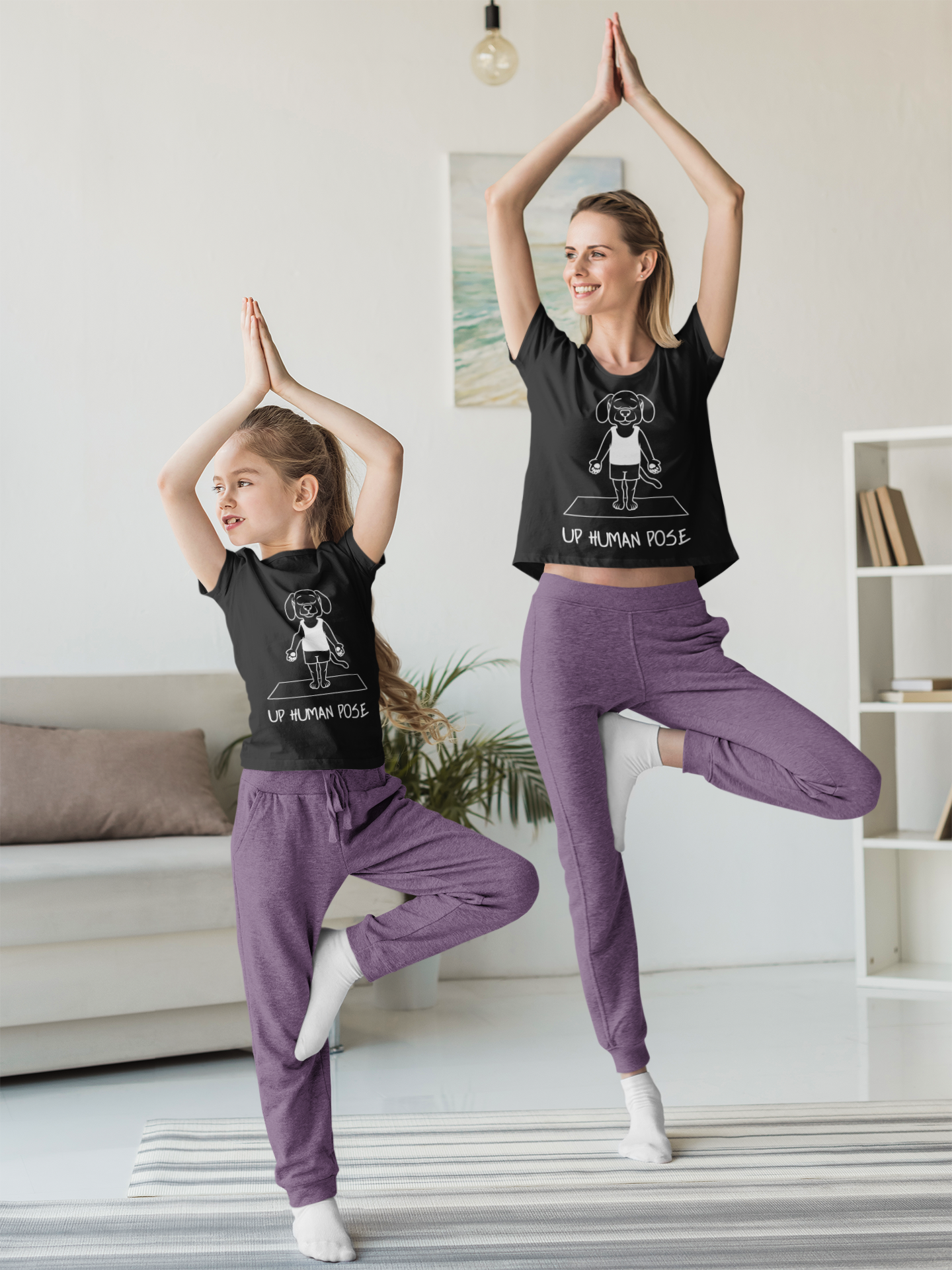 Cute Up Human Pose Design - Youth Yoga Dog Tee I Kids Yoga T-Shirt I Gift for Pet Lovers I Fun Animal Tee I Kids Activewear
