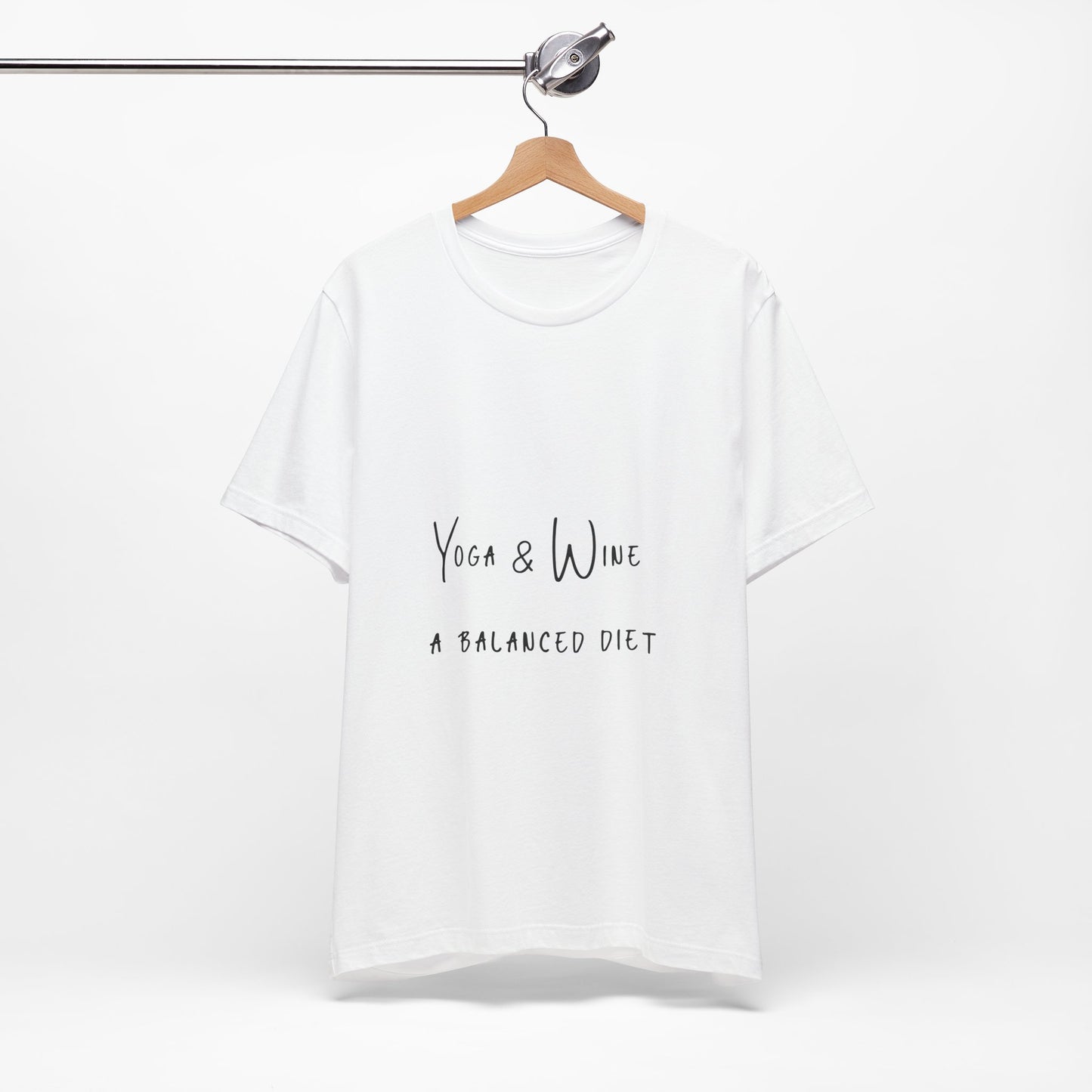 Yoga & Wine A Balanced Diet - Funny Unisex T-Shirt for Yoga Lovers I Funny Gift for Wine Enthusiast I Self-Care Meditation Apparel
