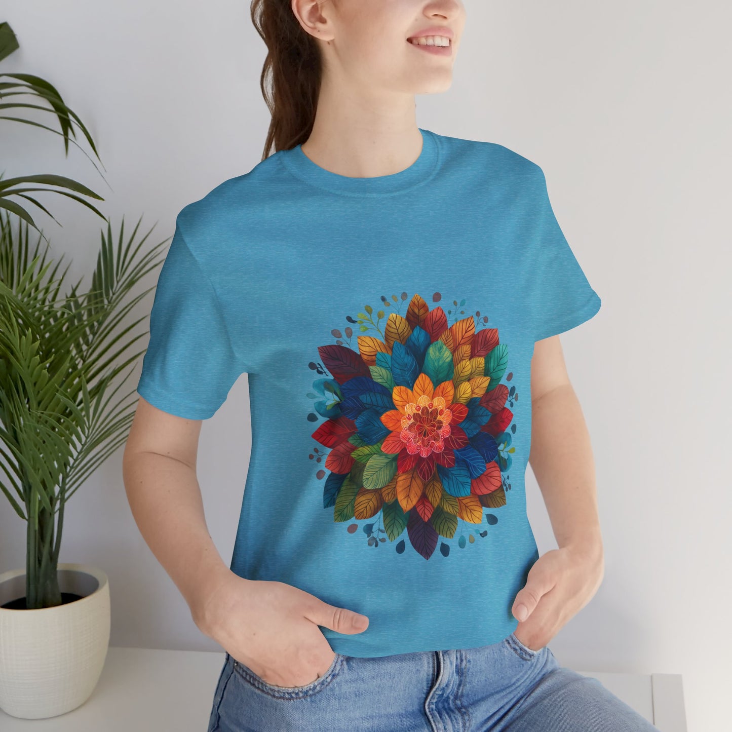 Vibrant Mandala Yoga Unisex Tee I Colorful Graphic T-Shirt I Nature Lover Gift I Yoga Self-Care Meditation Apparel