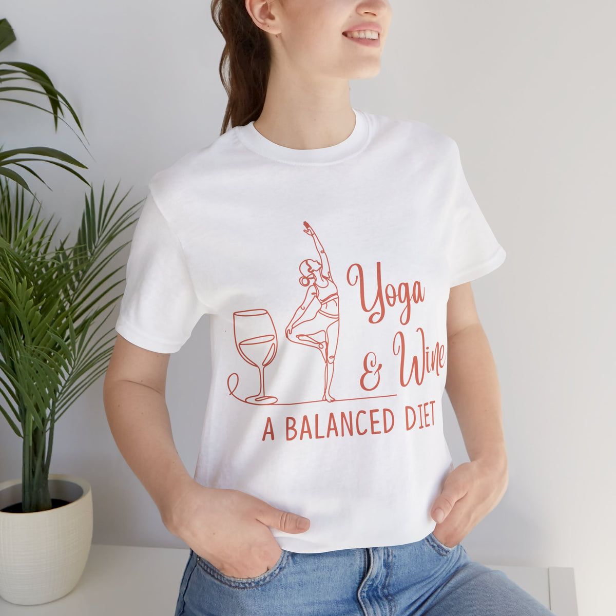 Yoga & Wine Tee — "A Balanced Diet" Yoga T-Shirt I Funny Yoga Shirt I Meditation Tee I Wine Lover Gift
