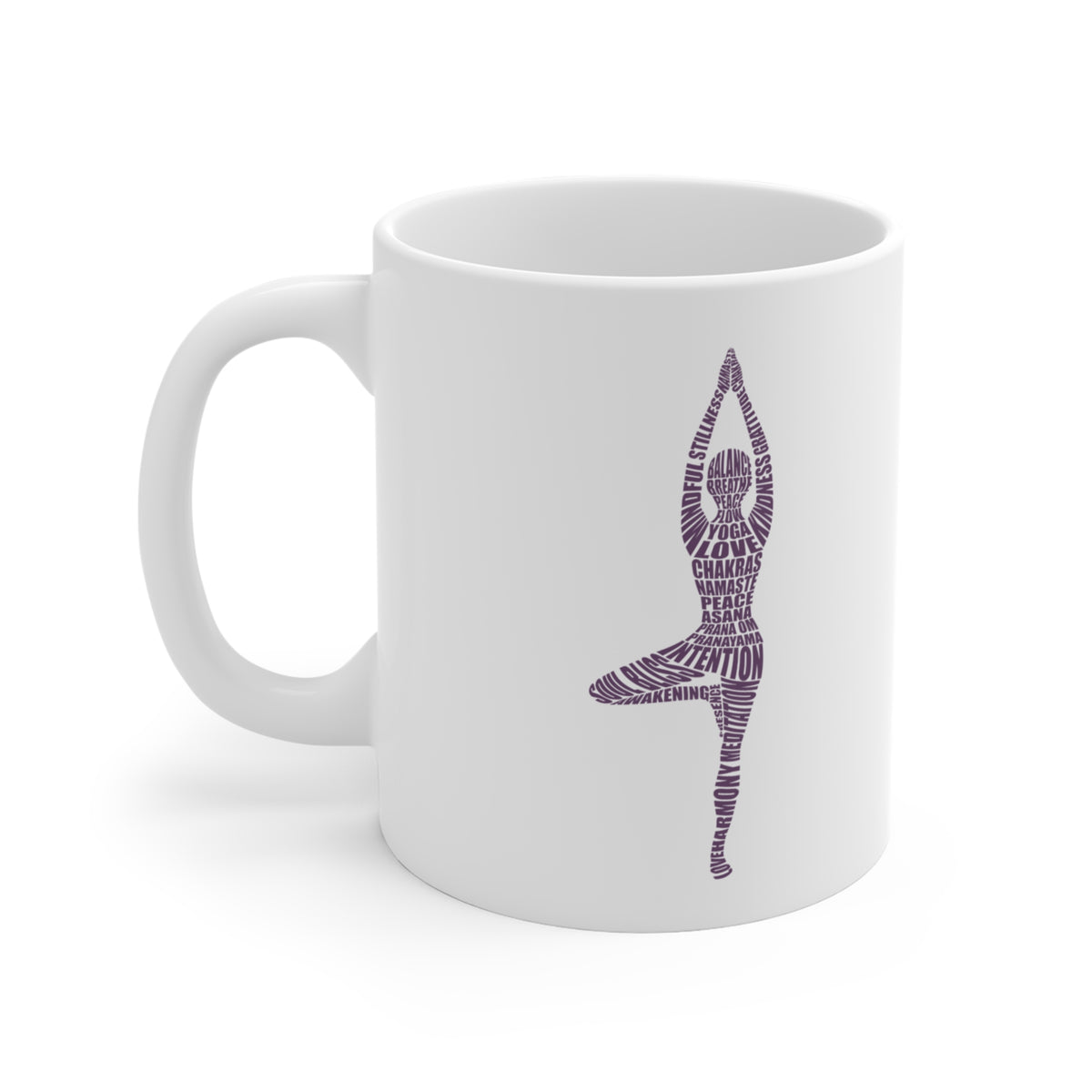 Yoga Pose Mug — 11oz Purple Tree Pose Coffee Mug I Meditation Cup I Zen Gift I Yogini Mug I Spiritual Gift I Mindful Coffee Cup