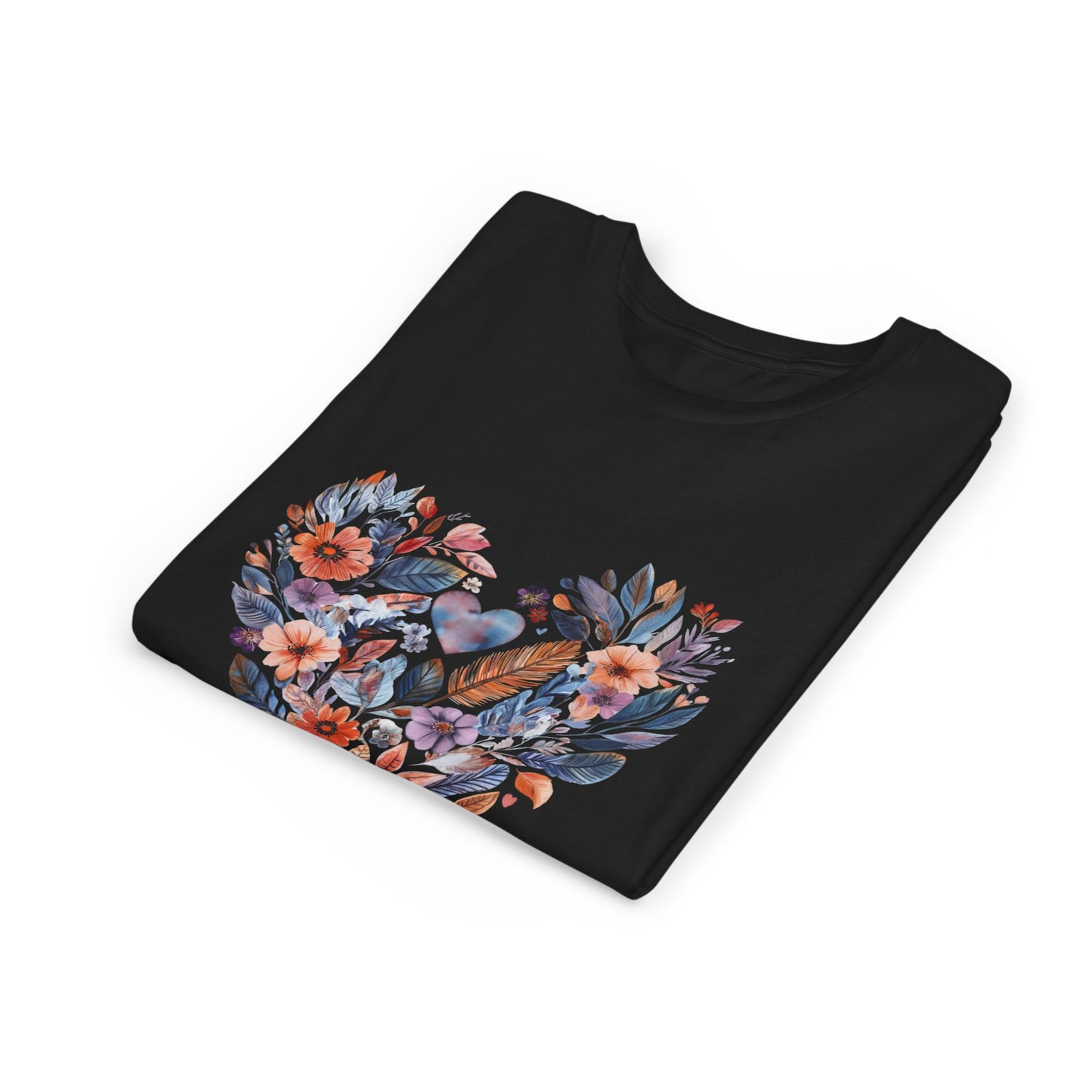 Floral Heart Kids Yoga T-Shirt - Watercolor Girls, Boys Shirt For Yoga I Meditation Tee For Kids I Heart Mandala Tee