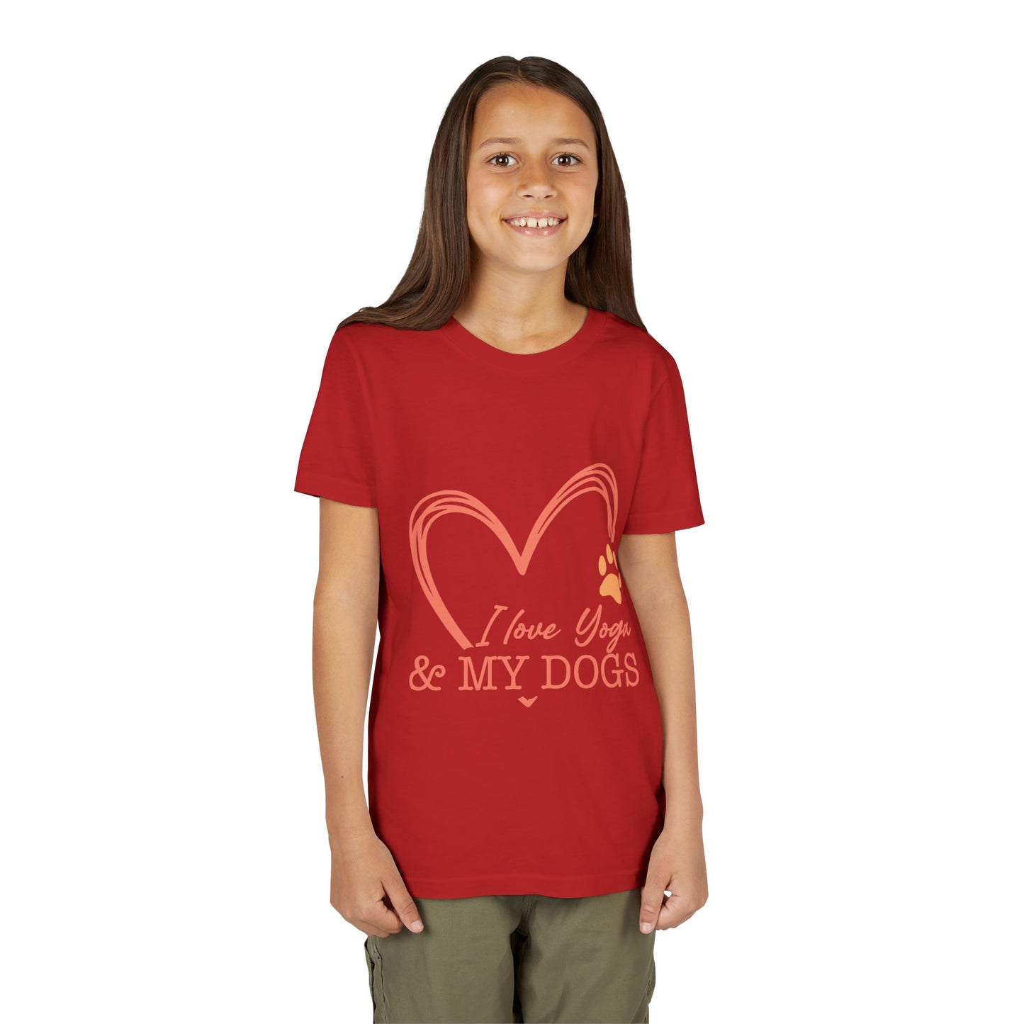 Kids Yoga T-Shirt — "I Love Yoga & My Dogs" Heart Paw Shirt I Girls Yoga Shirt I Boys Yoga Shirt I Cute Yoga Tee I Meditation Gift For Kids