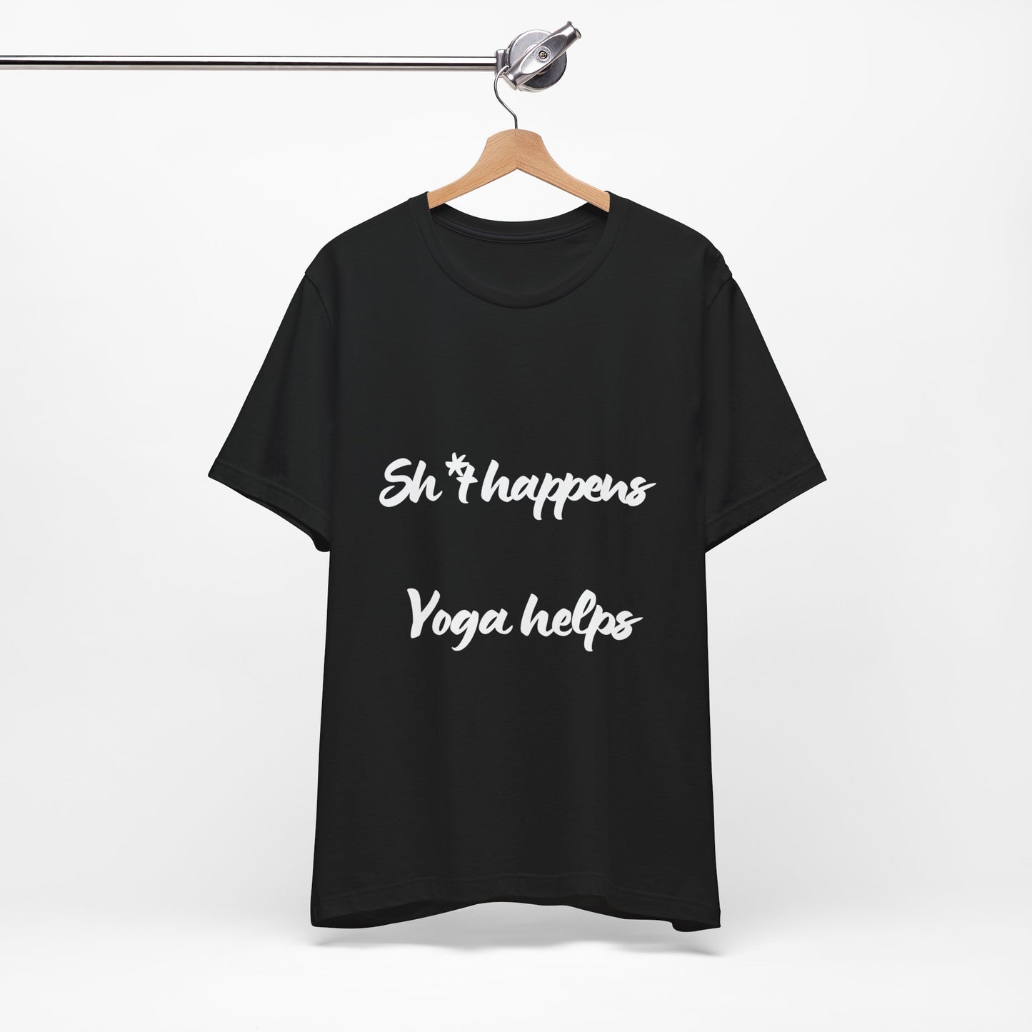 Sh*t happens Yoga helps - Unisex Yoga Lovers Tee I Funny Yoga Gift I Mindfulness Apparel I Self-Care Meditation T-Shirt