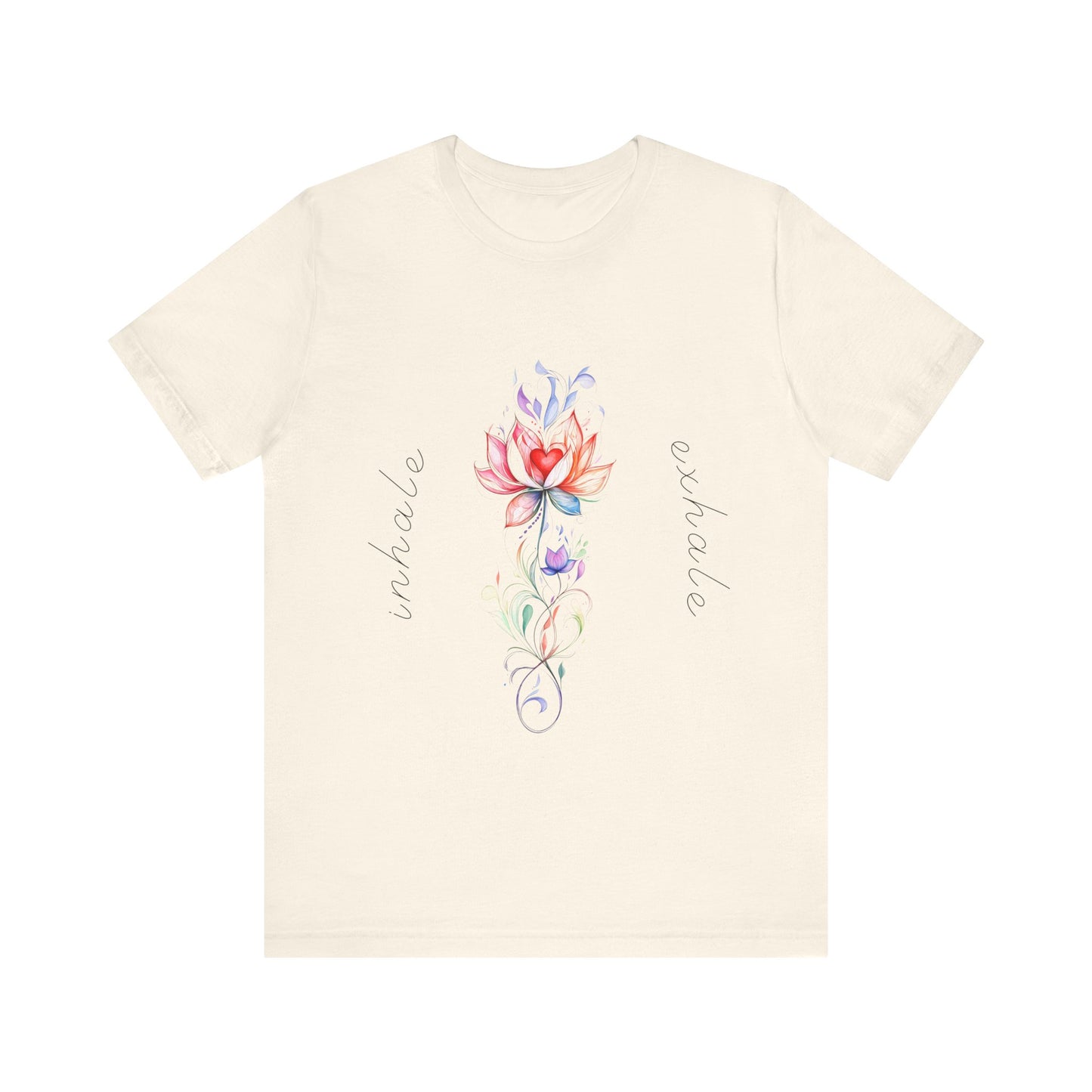 Lotus Flower Inhale Exhale Unisex Yoga Tee | Inspirational T-Shirt I Yoga Mindfulness  Apparel I Self-Care Meditation Clothing