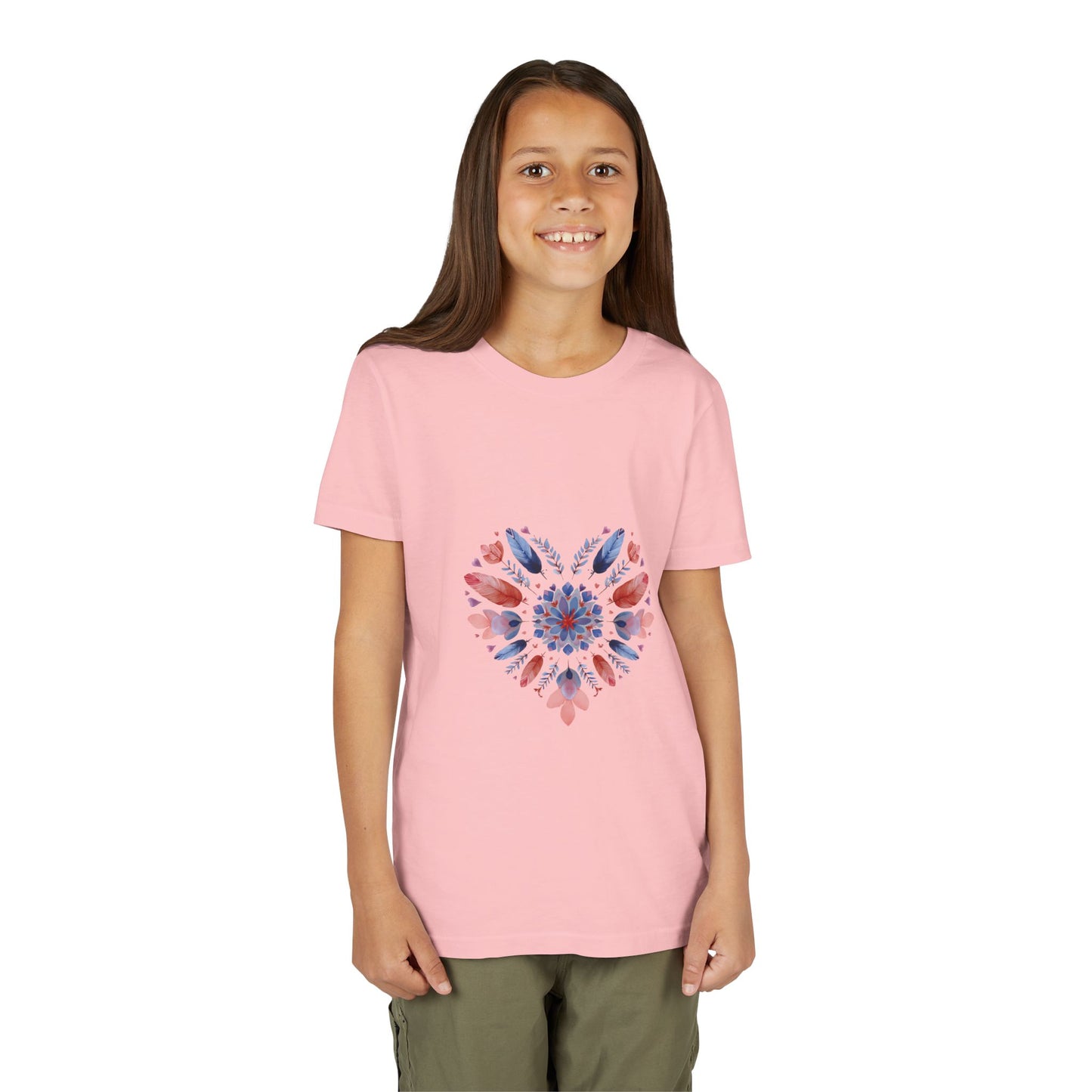 Heart Mandala Youth Tee for Yoga  - Summer T-Shirt I Kids Gift I Valentine's Day Apparel I Cute Graphic Tee I Fun Playwear
