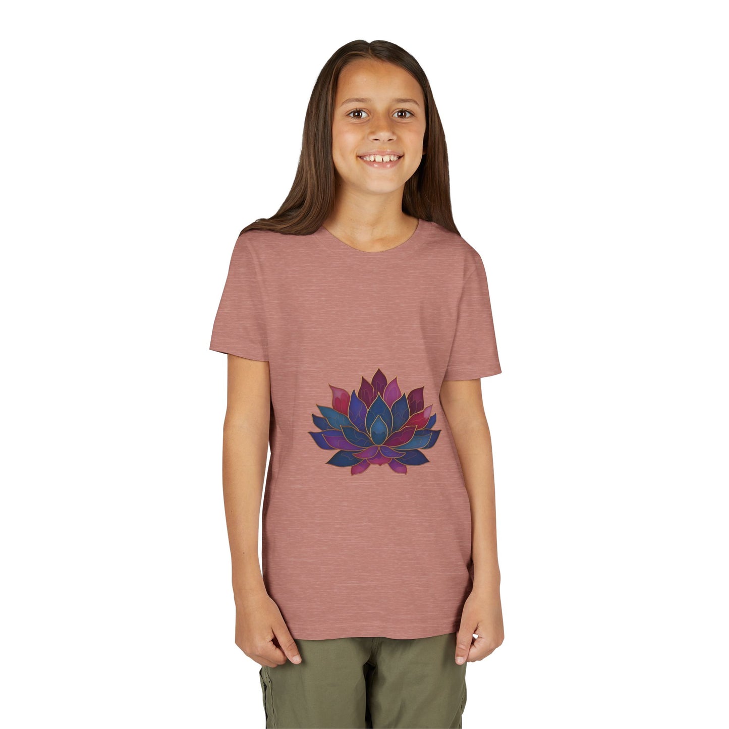 Youth Lotus Flower Yoga Tee | Bohemian Style Shirt for Kids I Summer Fashion for Young Yogis I Gift for Nature Lovers I Relaxed Fit T-Shirt