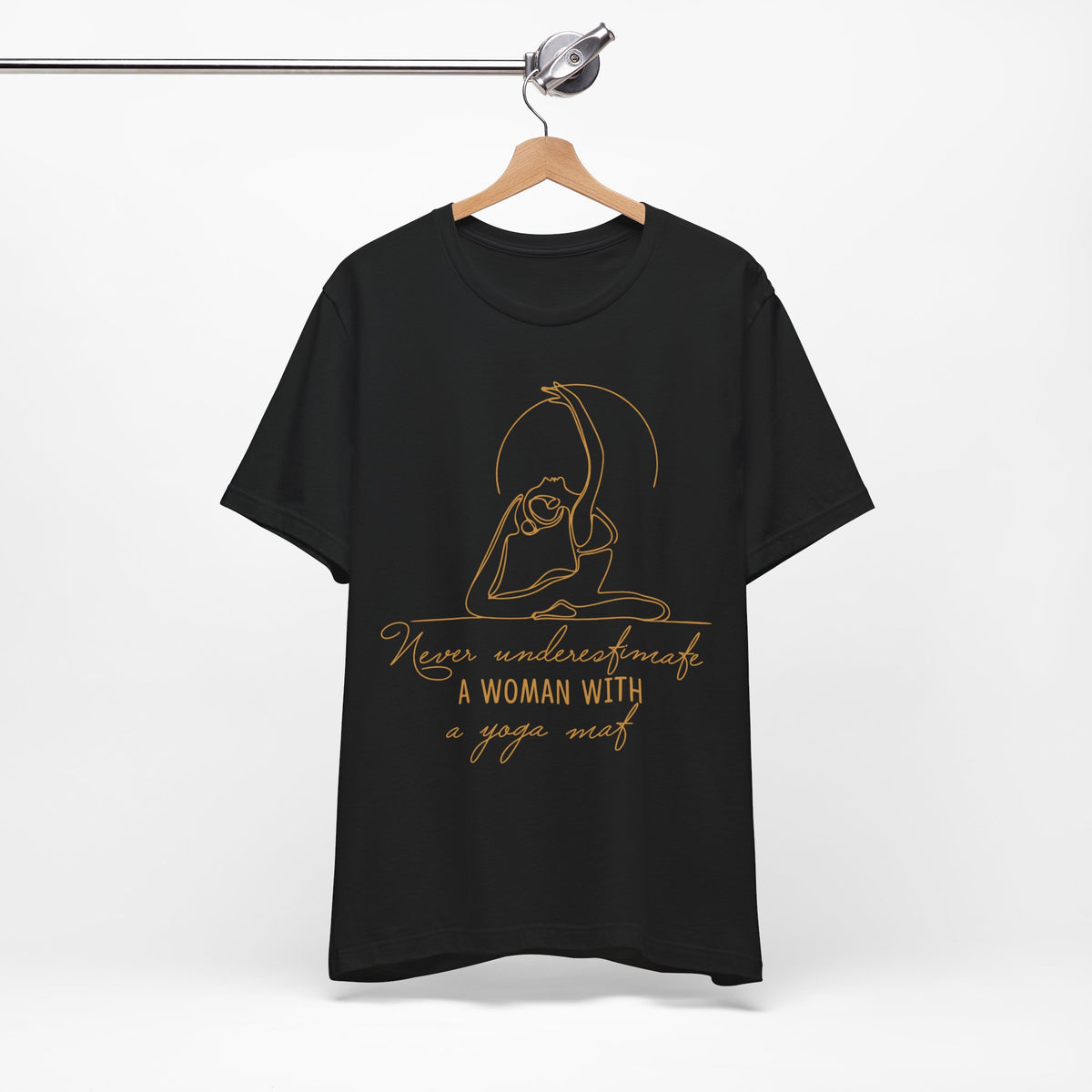 Yoga T-Shirt - "Never Underestimate A Woman with A Yoga Mat" Comfort Tee I Funny Yoga Shirt I Meditation Gift For Yogini