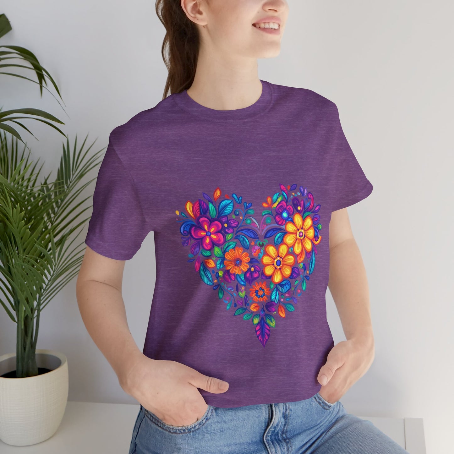 Floral Heart Mandala - Unisex Yoga Tee I Mindfulness T-Shirt for Yogis I Self-Care Meditation Apparel
