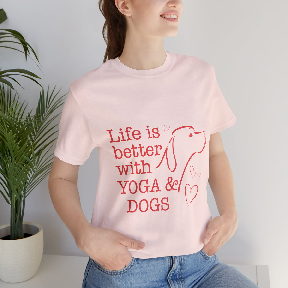 Life Is Better With Yoga & Dogs T‑Shirt I Dog Lovers Shirt I Meditation Gift I Cute Yoga Tee