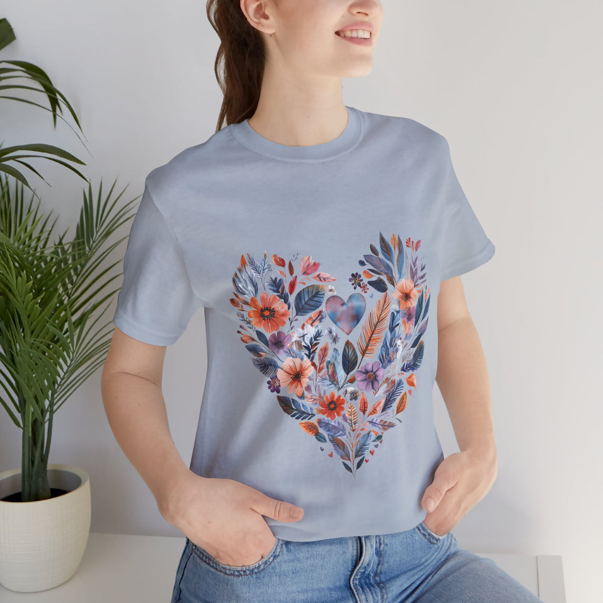 Floral Heart Yoga T-Shirt - Watercolor Mandala Shirt I Meditation Shirt I Namaste Tee For Yogi